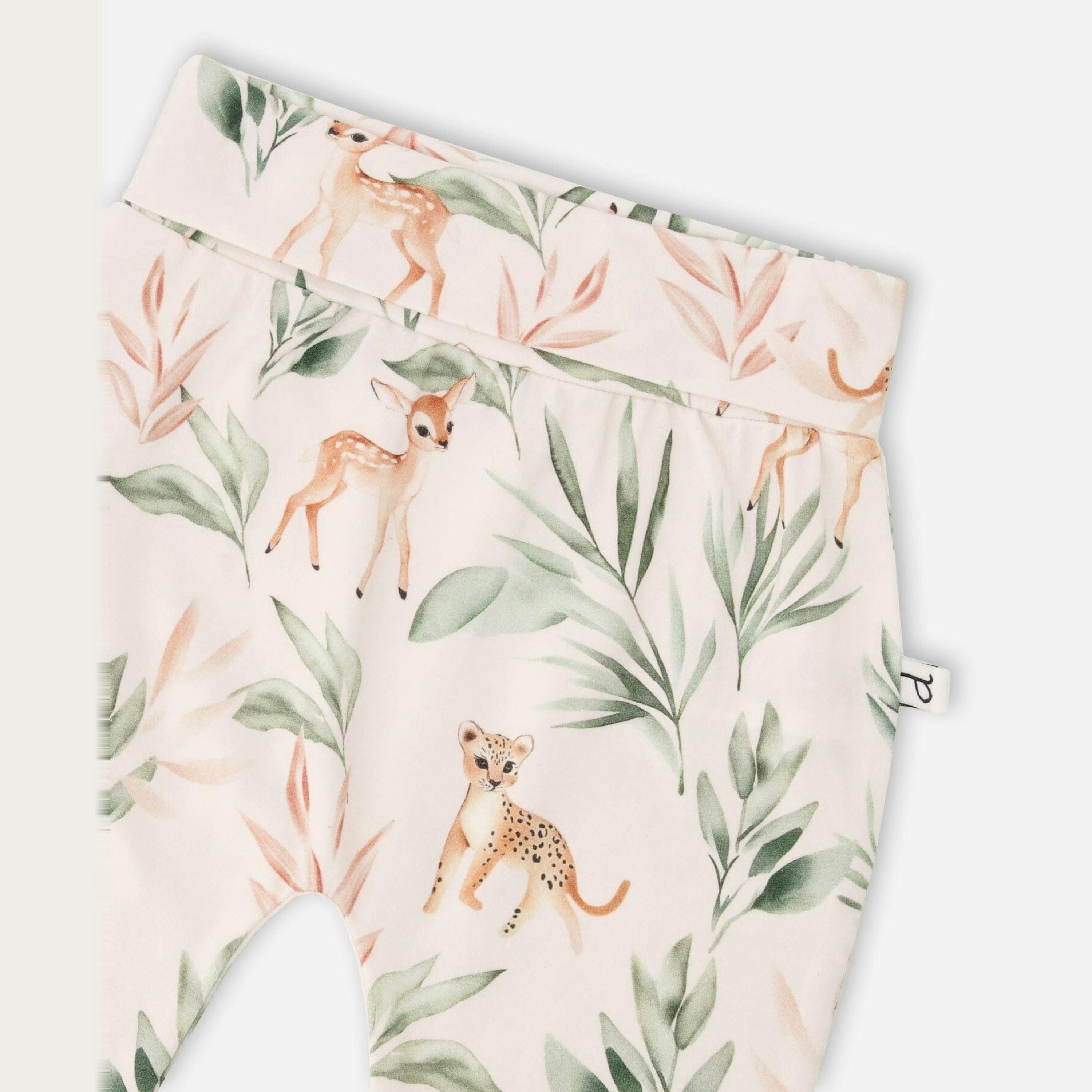 Organic Cotton Jersey Evolutive Pants Peach Deer Print , view 3 of 3