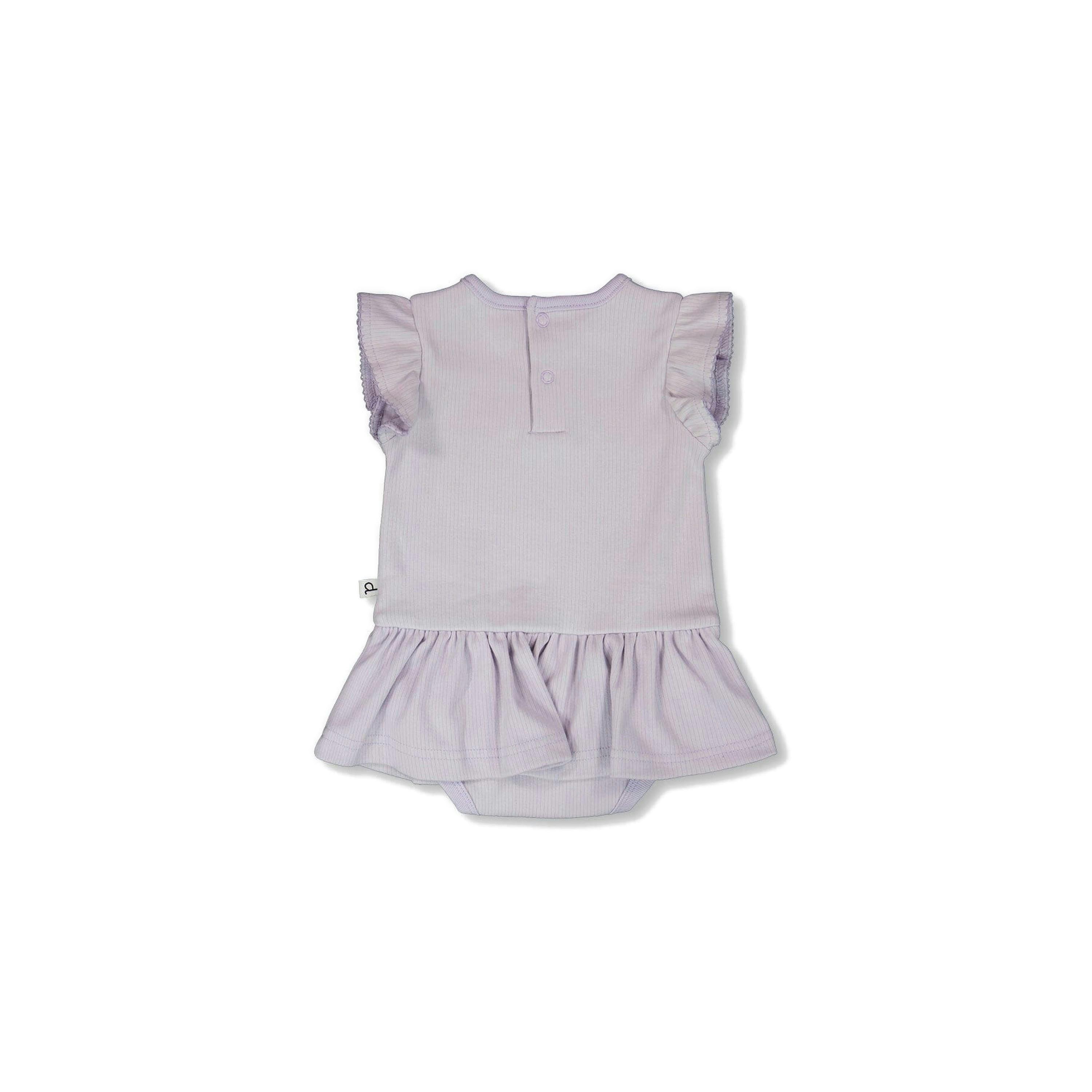 Cotton Rib Jersey Romper With Frill Lilac , view 3 of 4