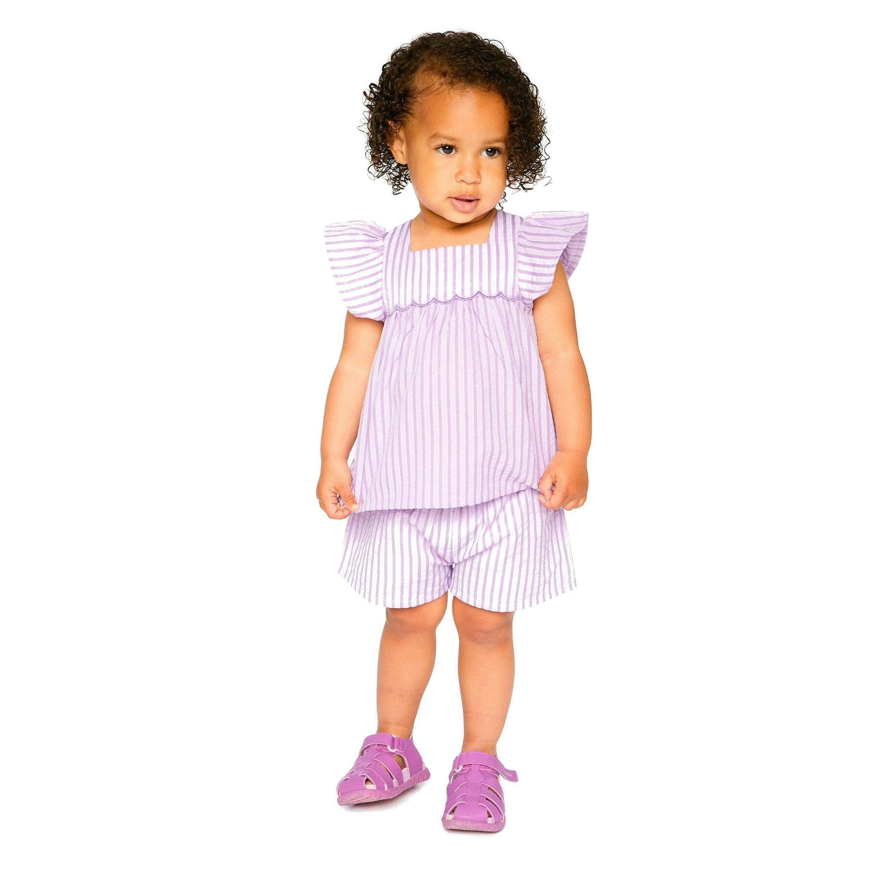 Top And Short Set Lavender Stripes , view 2 of 4
