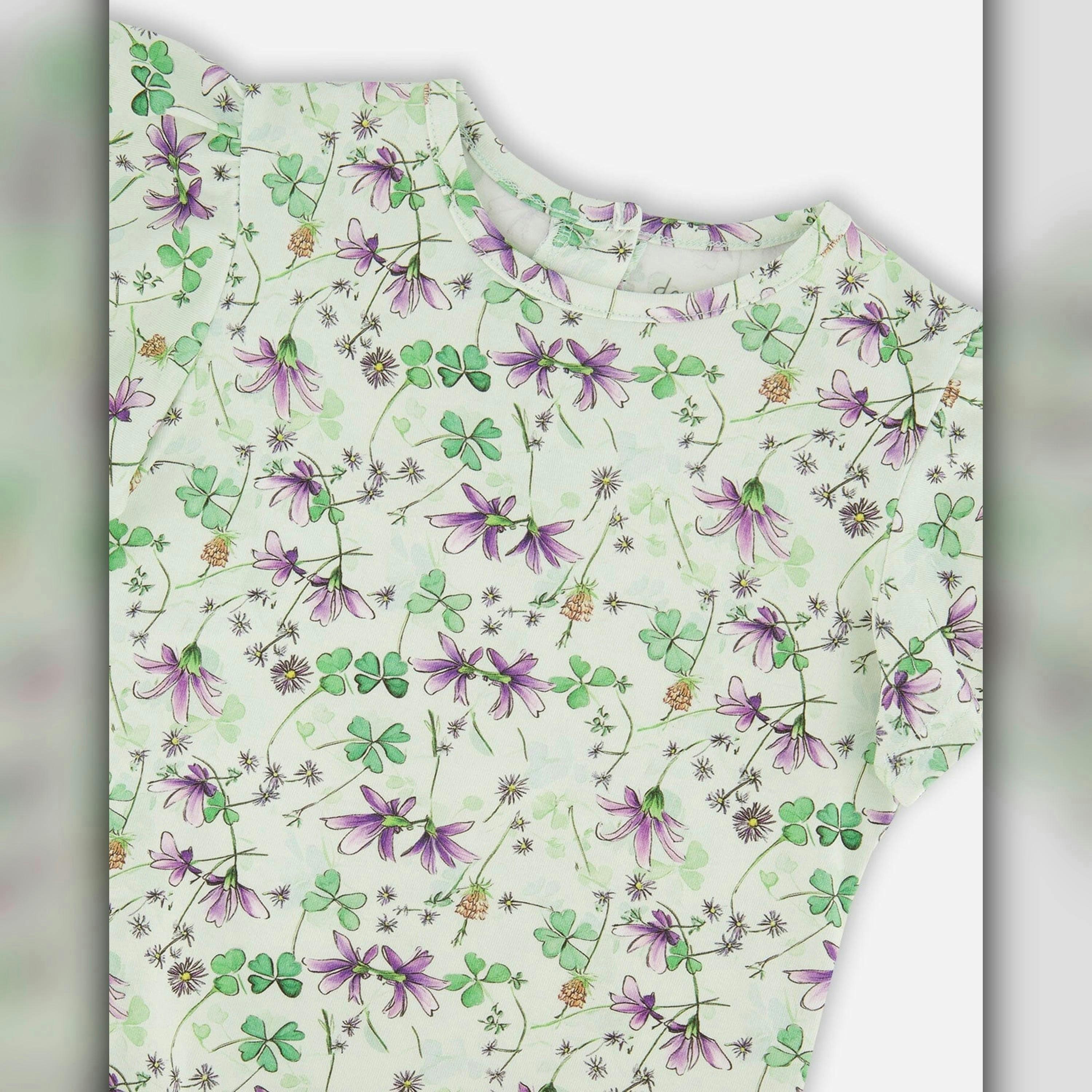 Jersey T-Shirt Green Printed Flowers , view 3 of 3