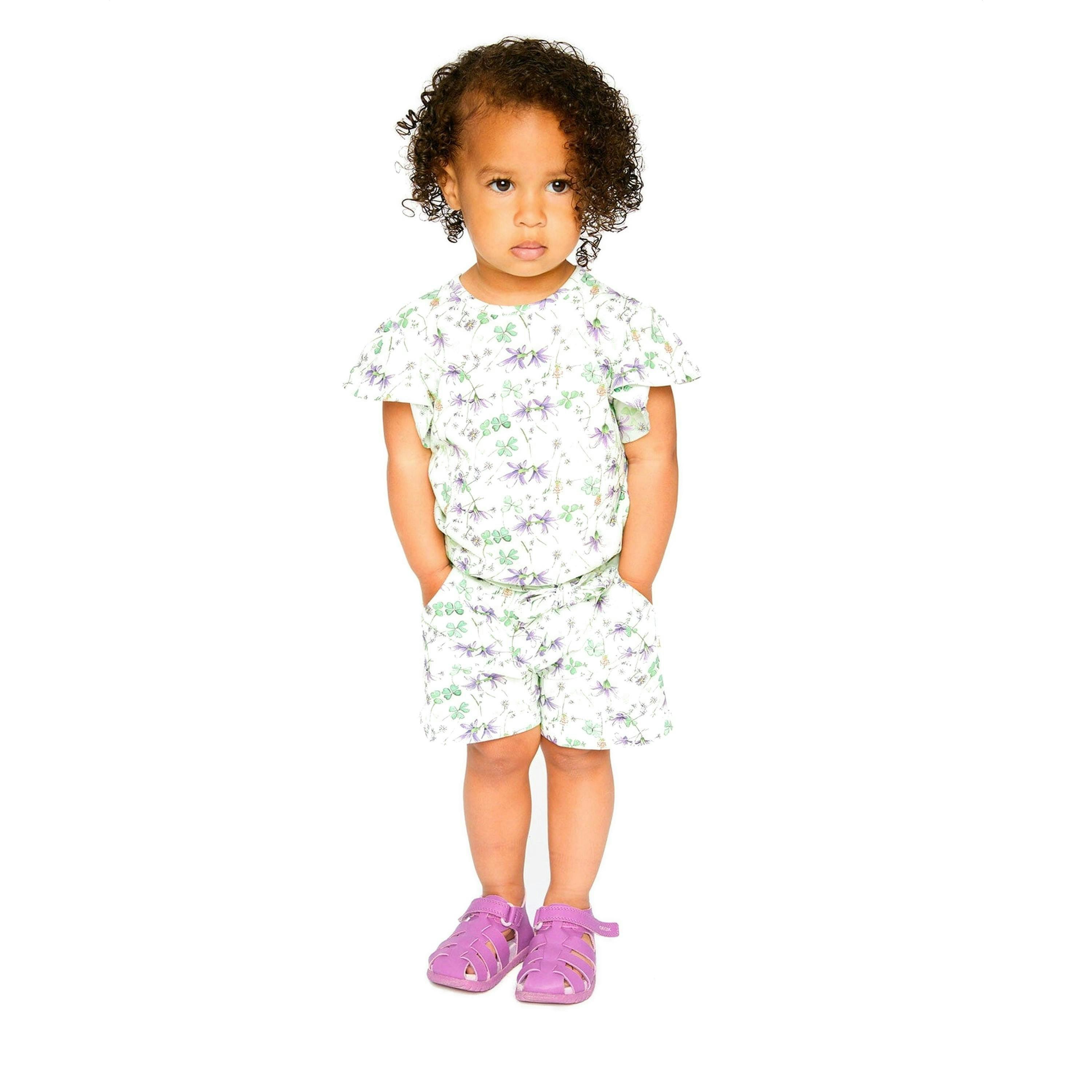 Jersey Shorts Green Printed Flowers , view 3 of 5