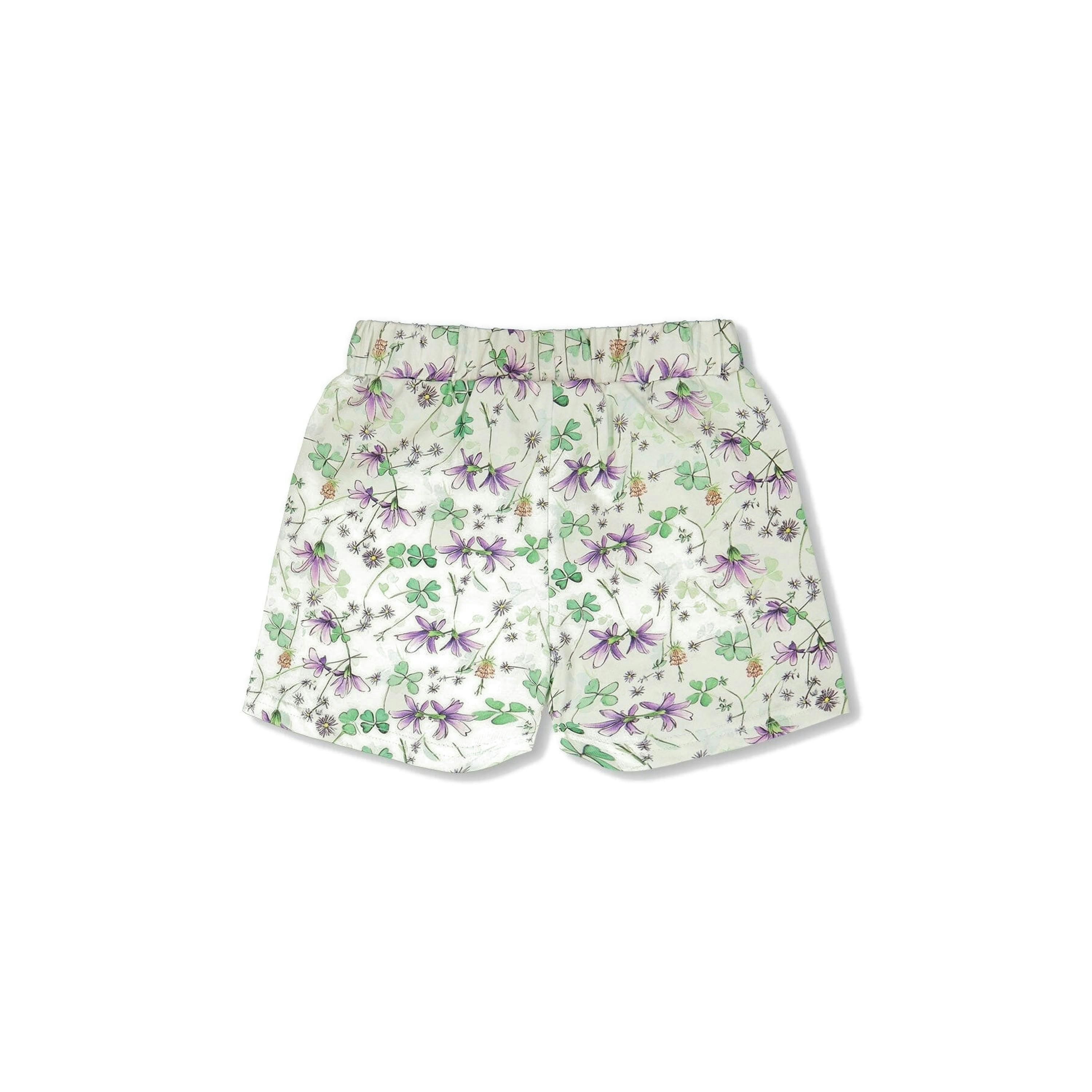 Jersey Shorts Green Printed Flowers , view 4 of 5