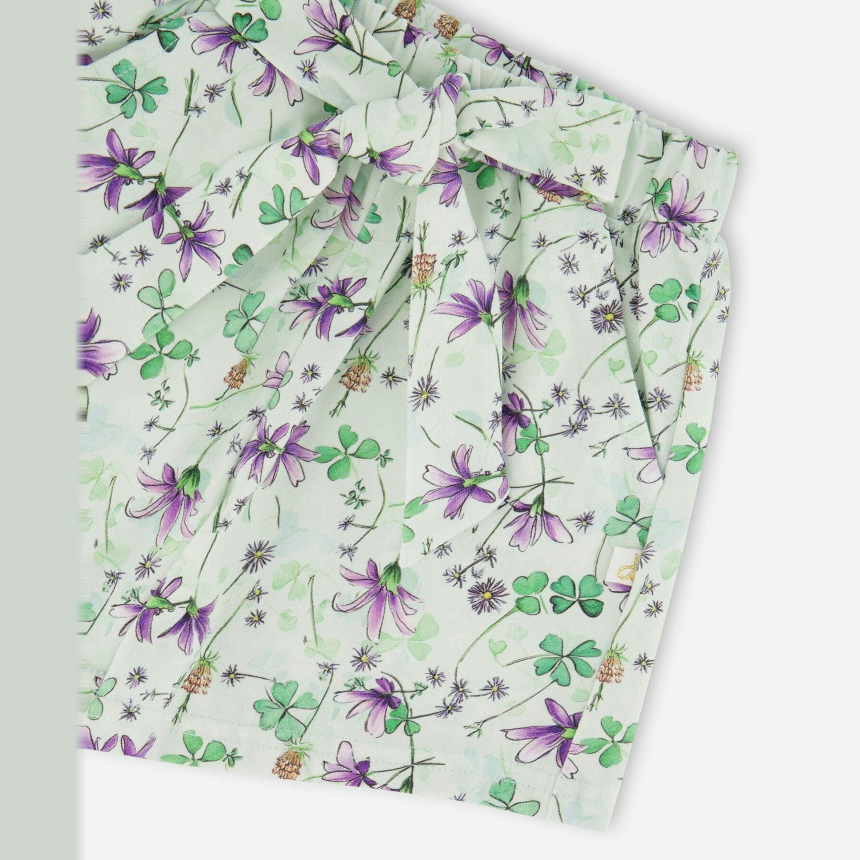 Jersey Shorts Green Printed Flowers , view 5 of 5