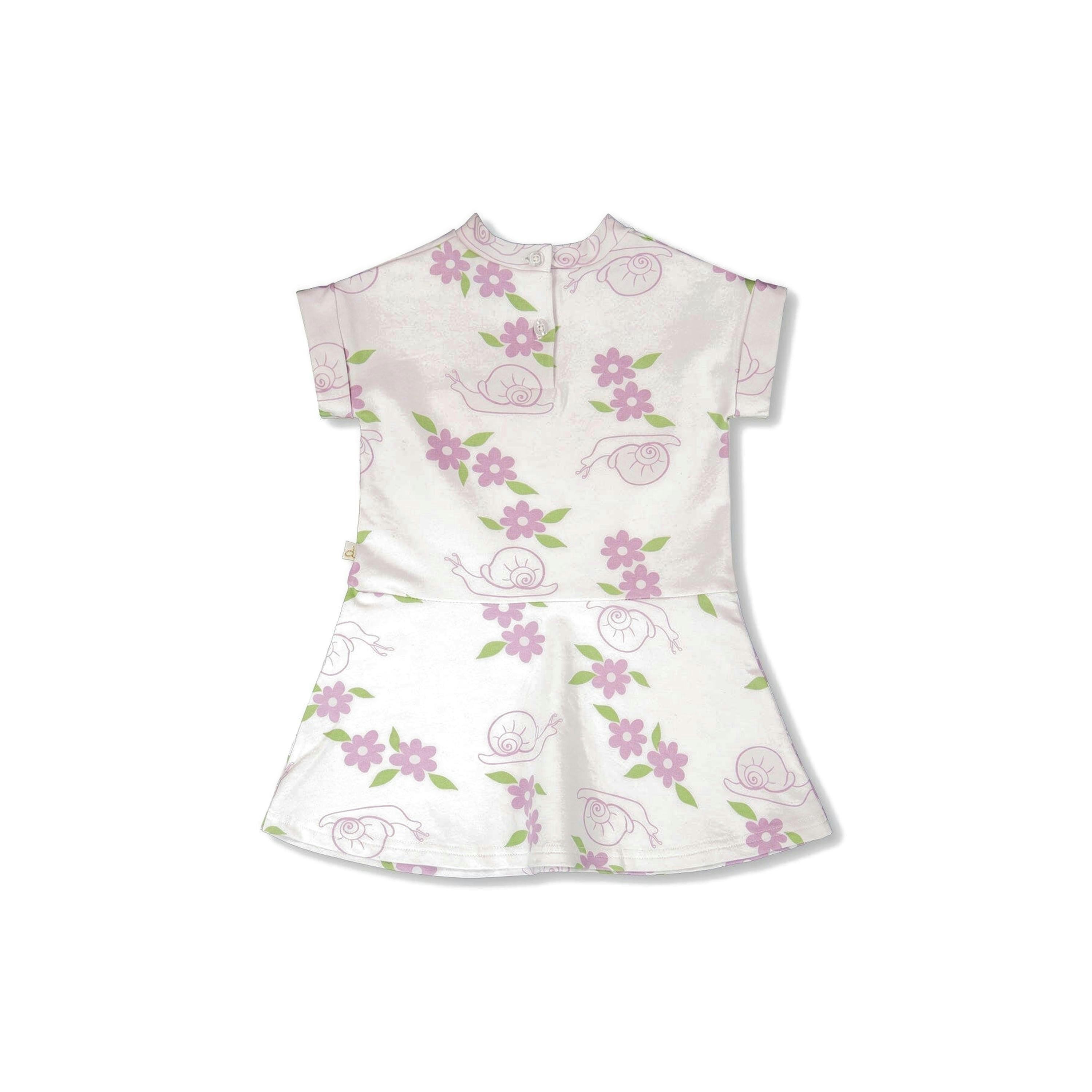 French Terry Dress Lilac Snails Print , view 2 of 3