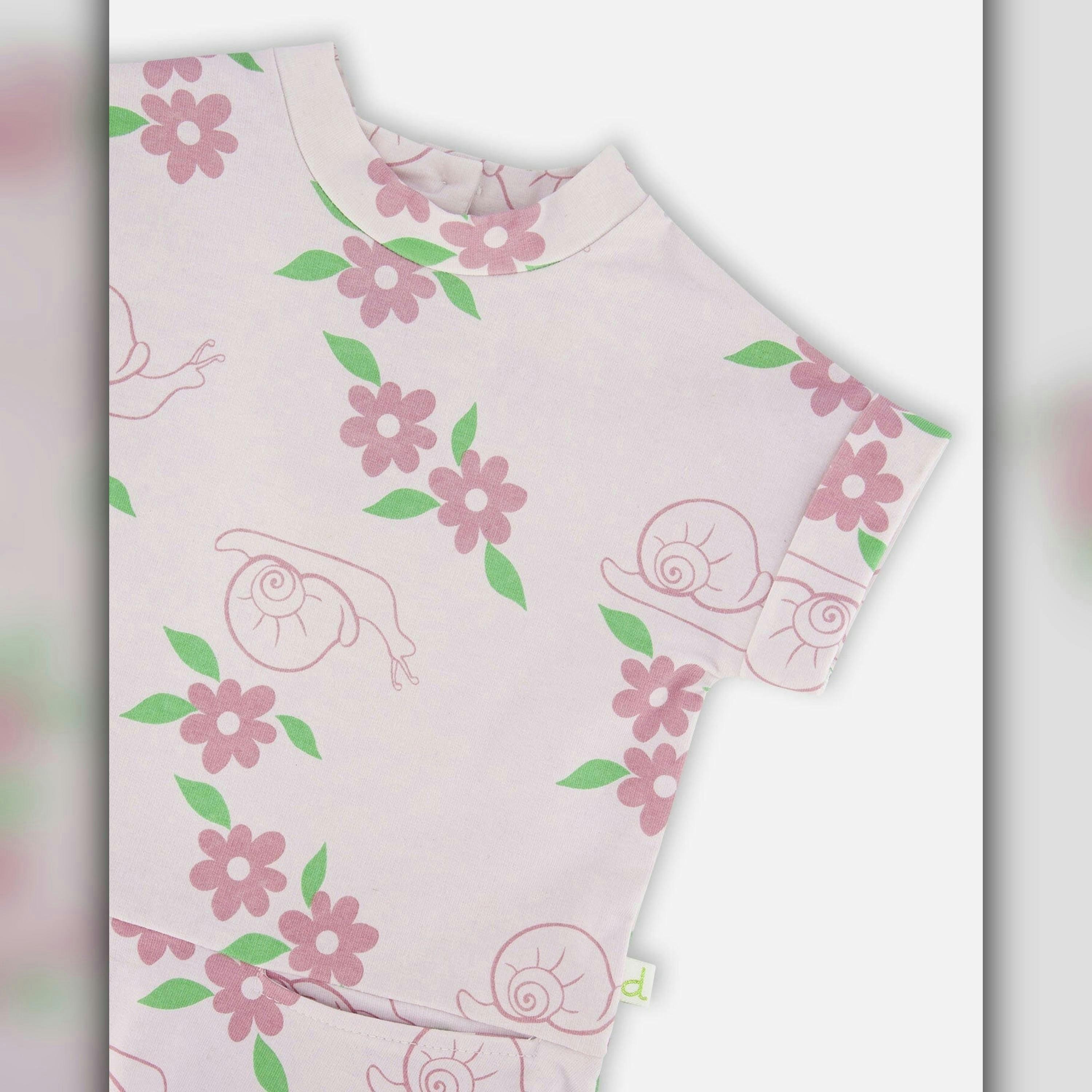 French Terry Dress Lilac Snails Print , view 3 of 3