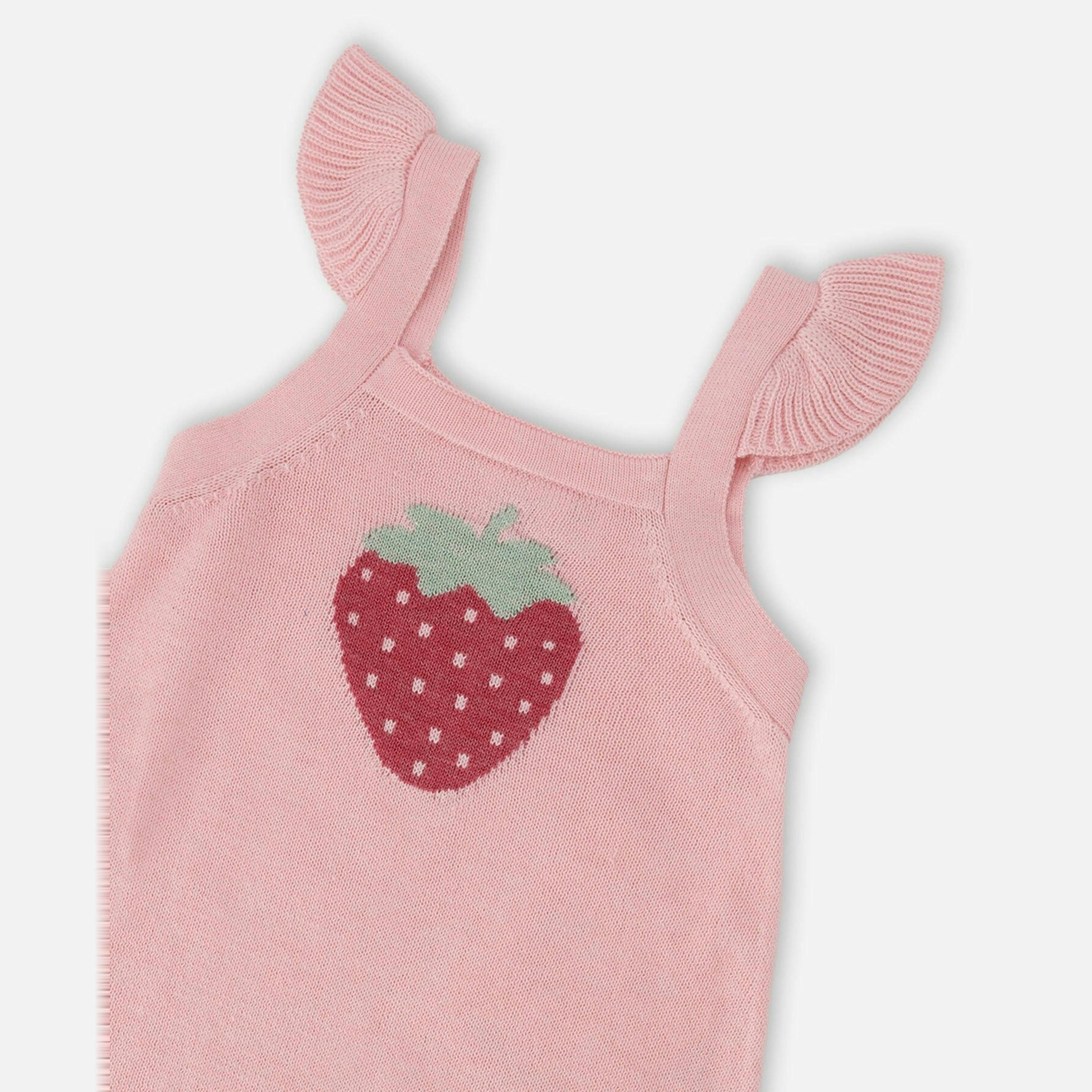 Knit Strawberry Romper Light Pink , view 4 of 4