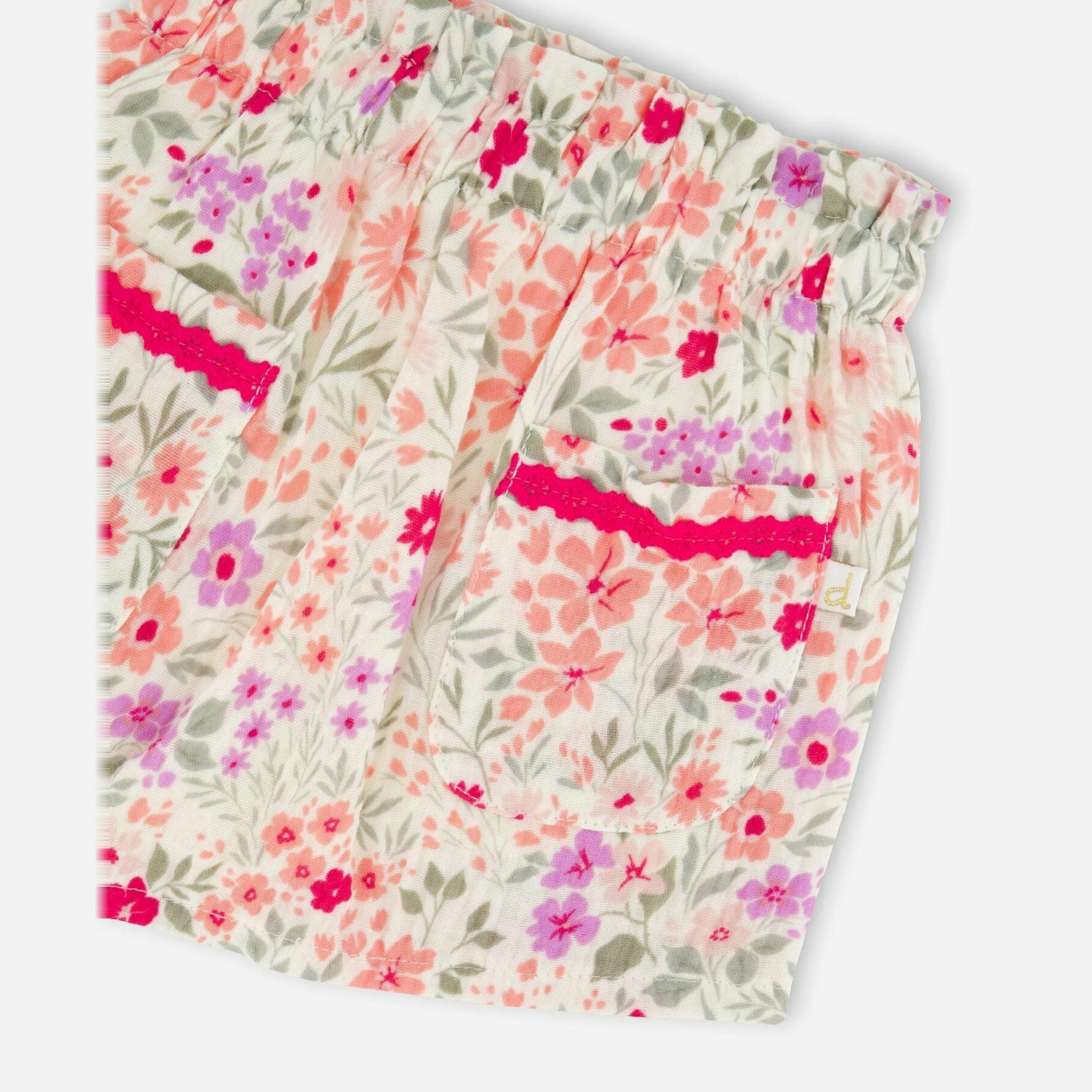 Muslin Skort Off White Printed Flowers , view 4 of 4