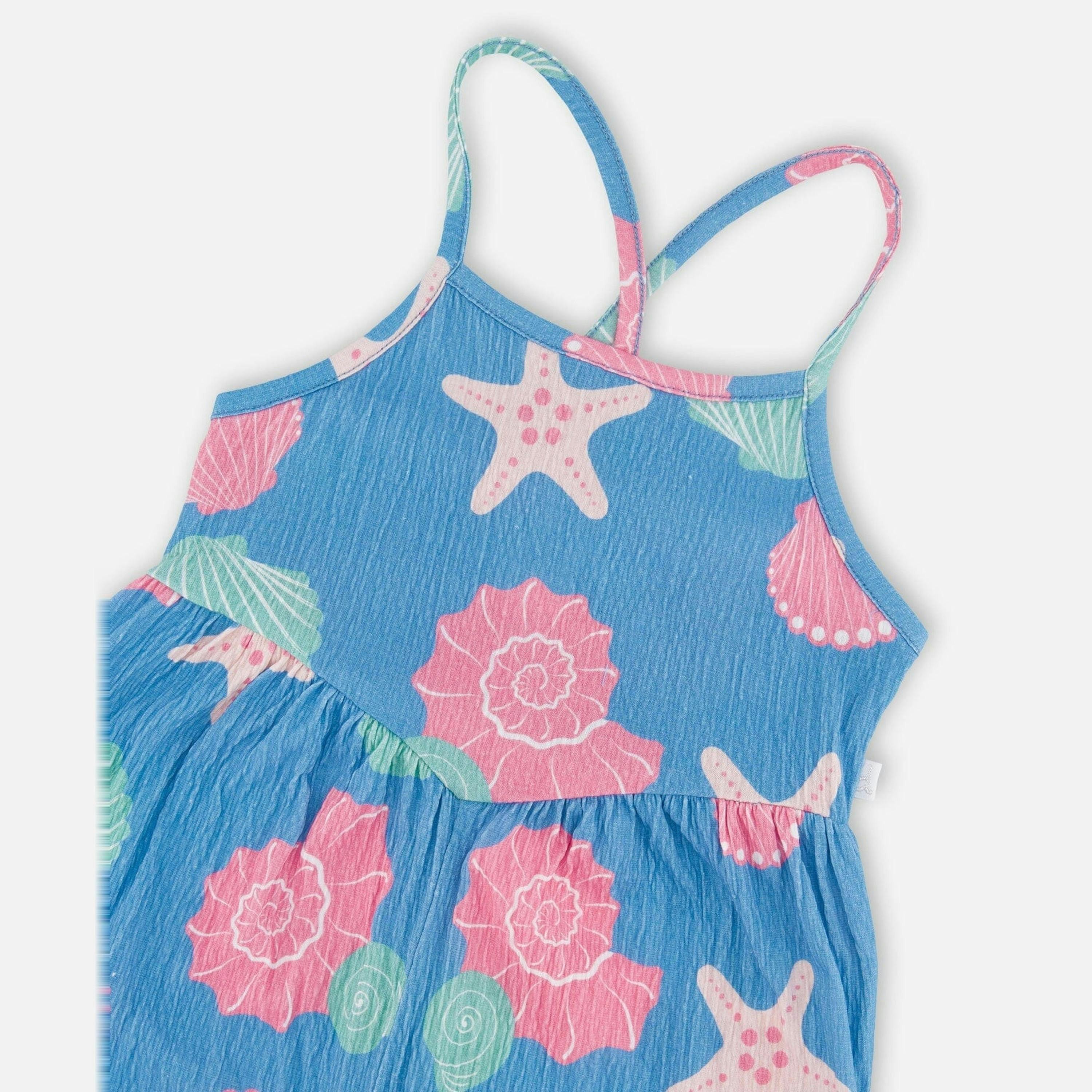 Crinkle Jersey Jumpsuit Blue Shell Print , view 3 of 3