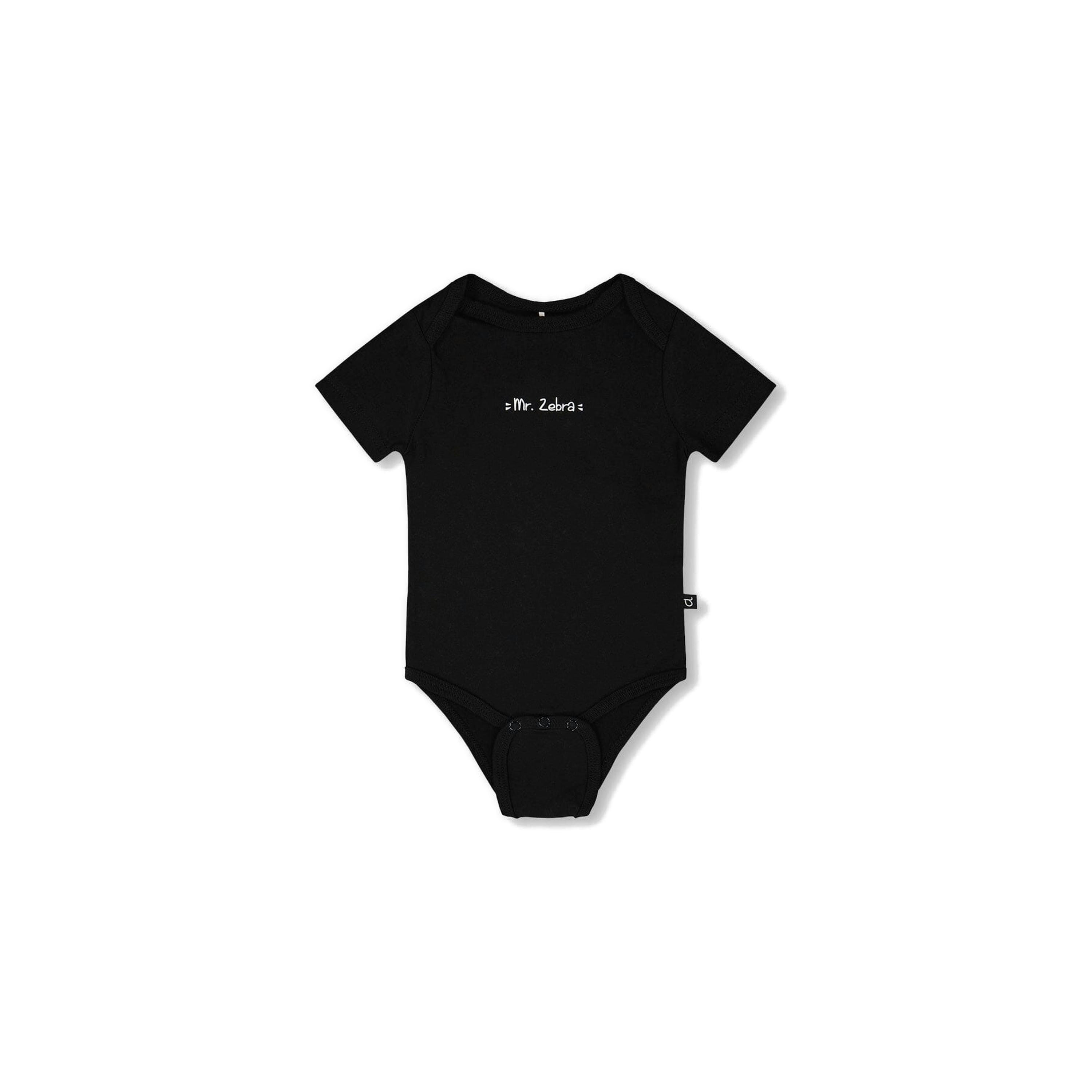 Evolutive Organic Cotton Jersey "Mister Zebra" Onesie Black , view 2 of 3
