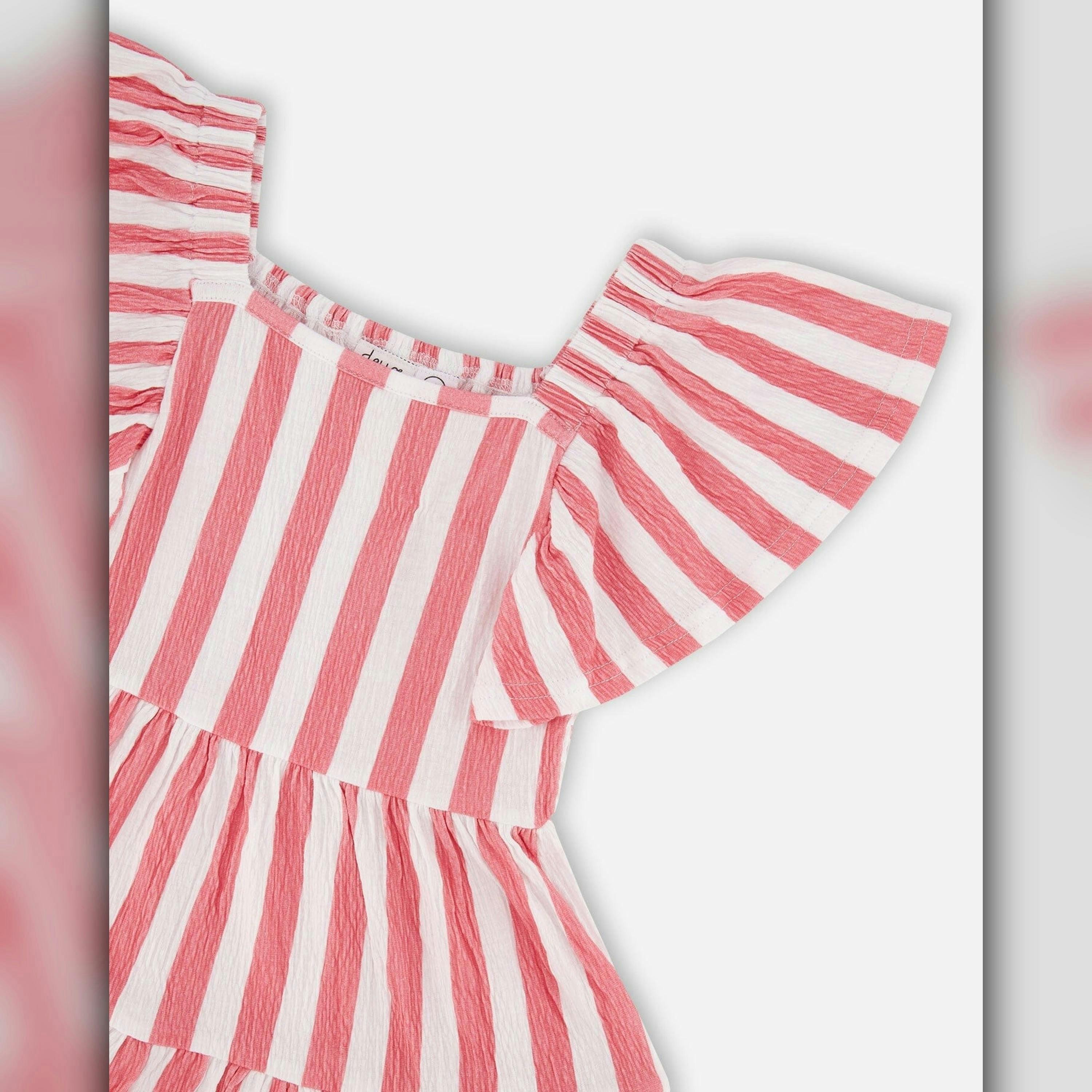Crinkle Jersey Dress White and Pink Stripes , view 3 of 3
