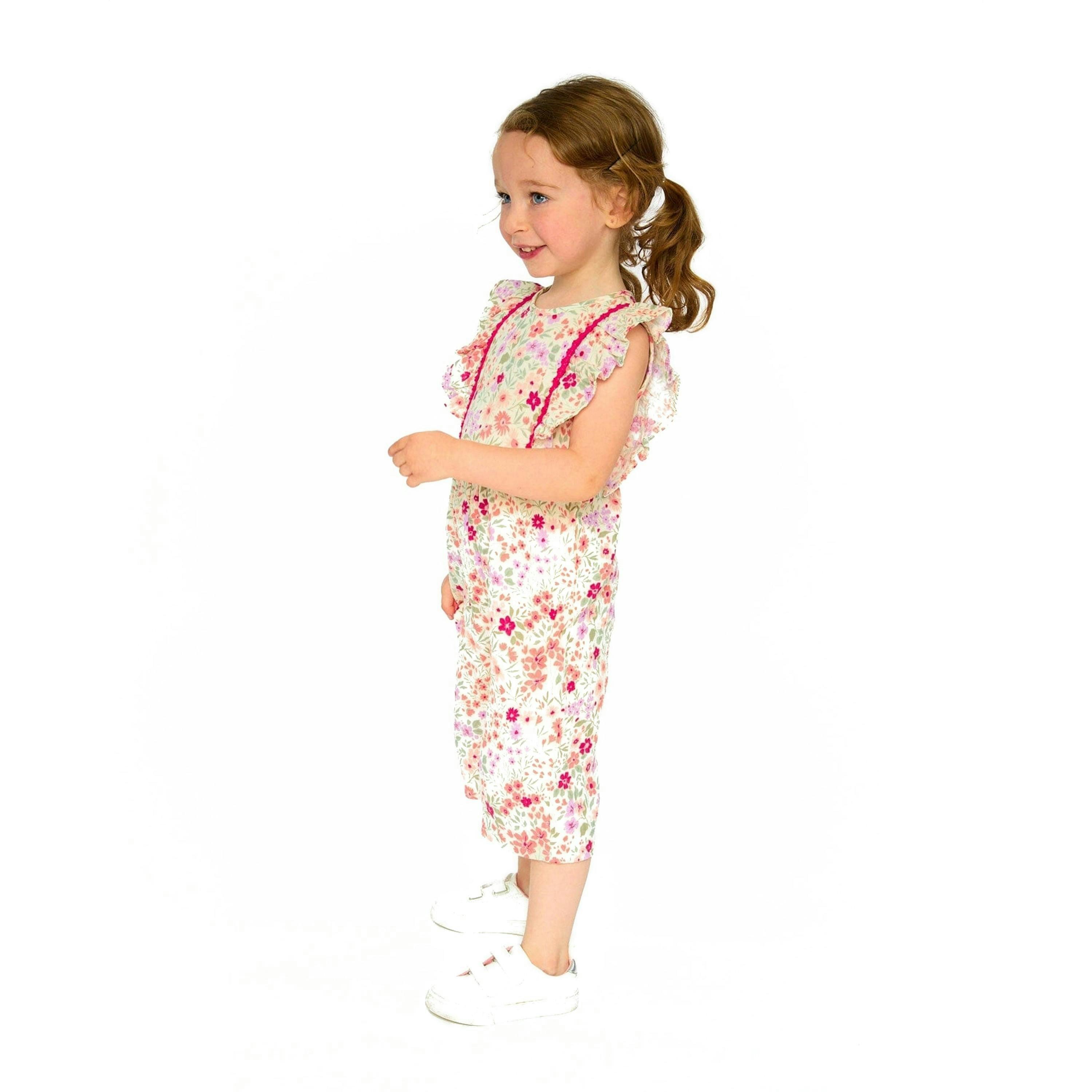 Muslin Jumpsuit Off White Printed Flowers , view 2 of 4