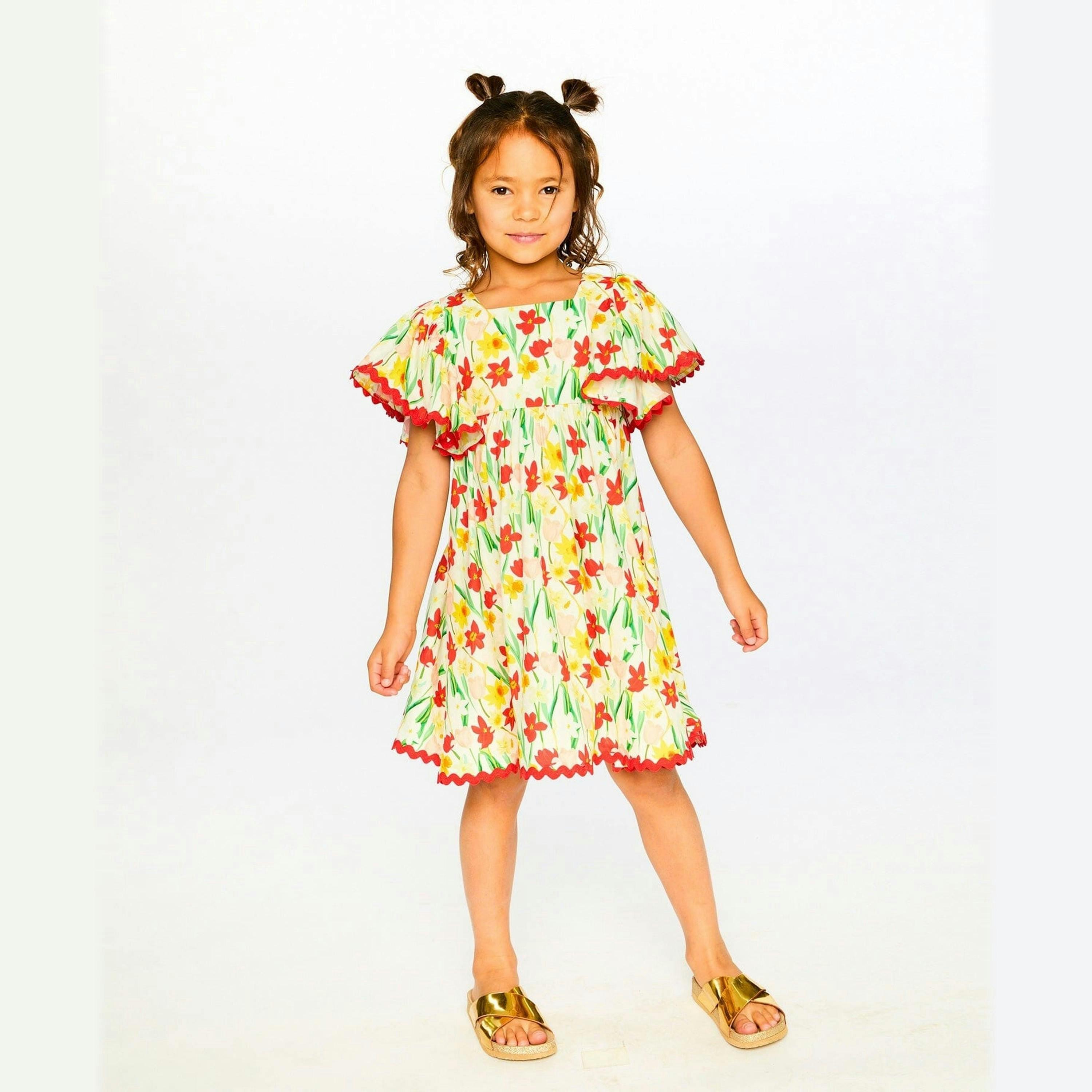 Viscose Dress White Daffodil Print , view 3 of 5