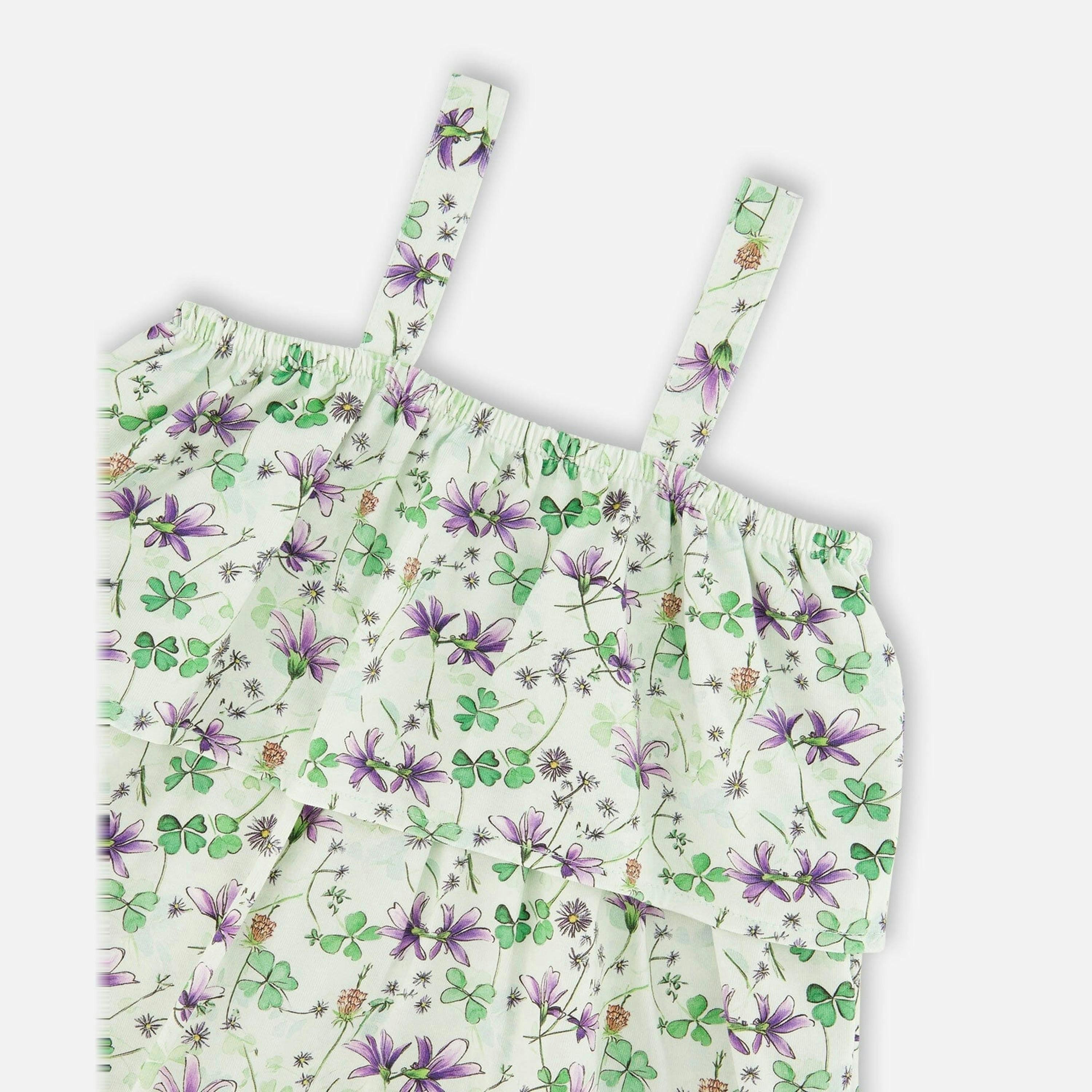 Jersey Romper With Tiers Green Printed Flowers , view 5 of 5