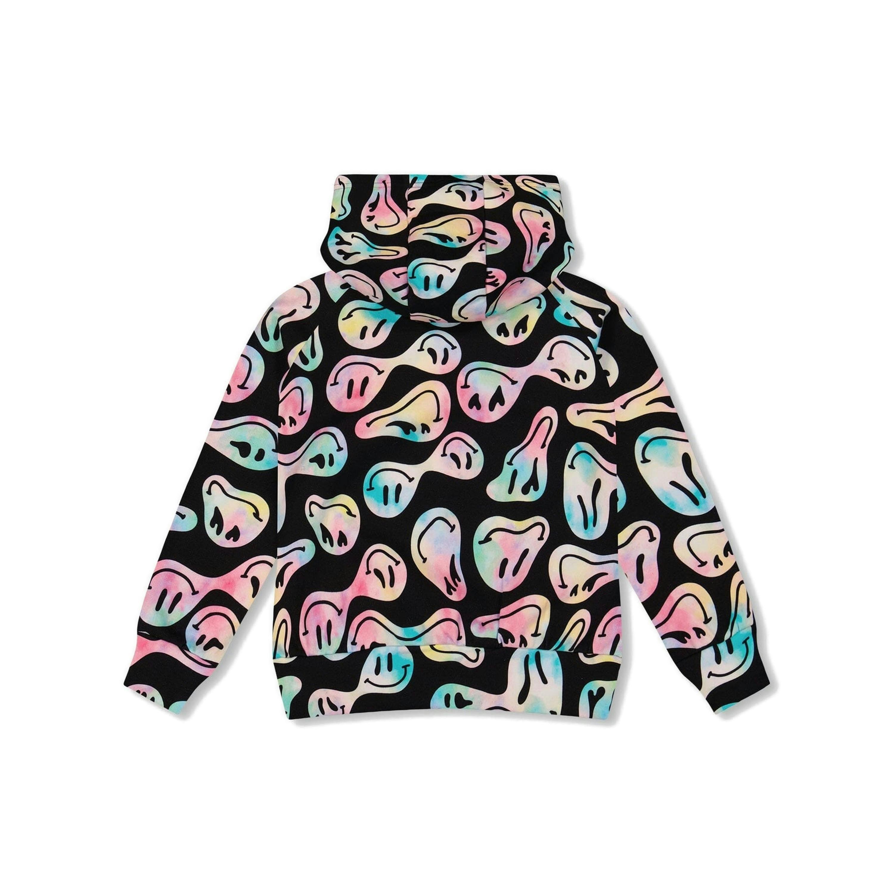 Pullover Fleece Hoodie Smiley Face Girl , view 3 of 5