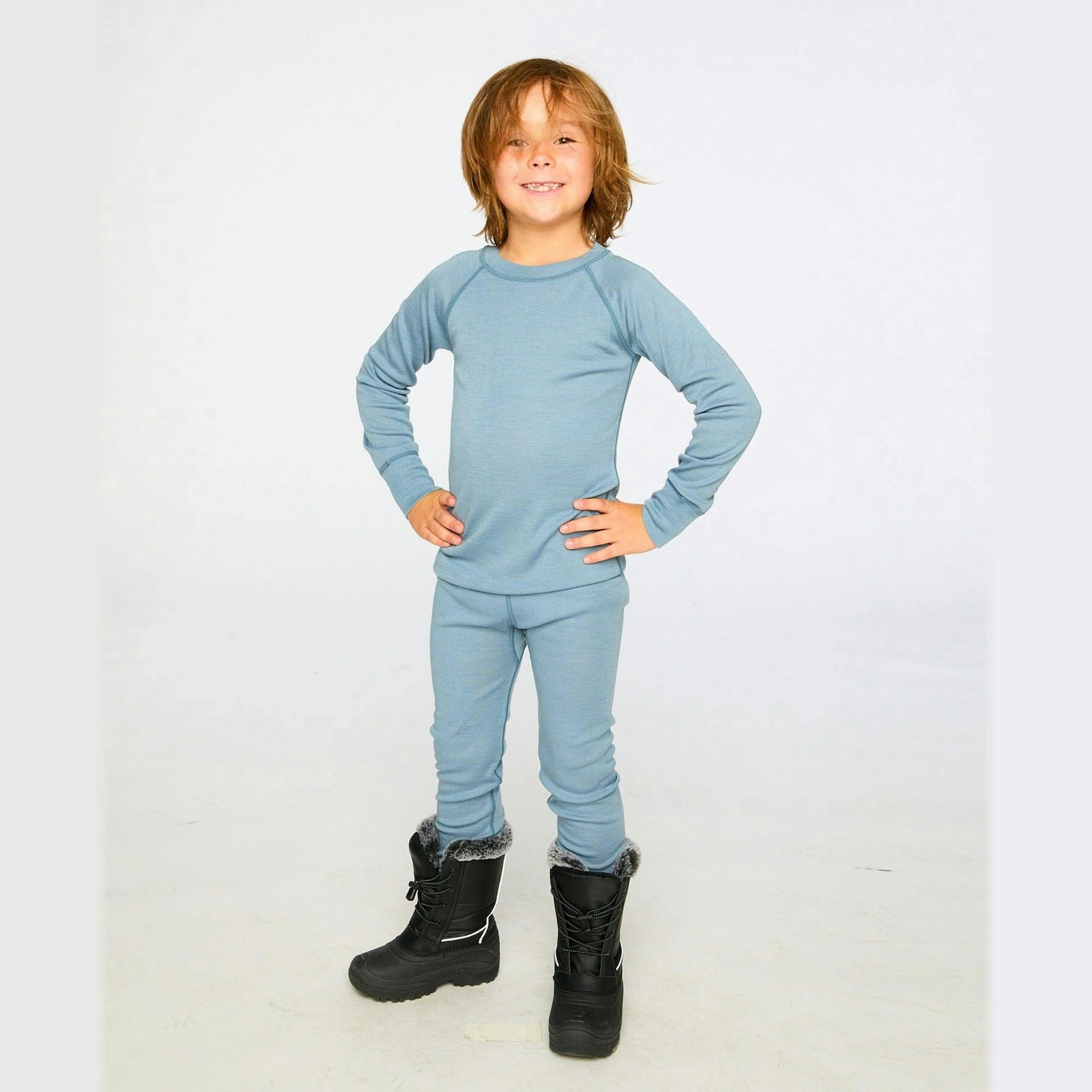 Merino Wool Base Layer Set Blue Gray , view 2 of 5