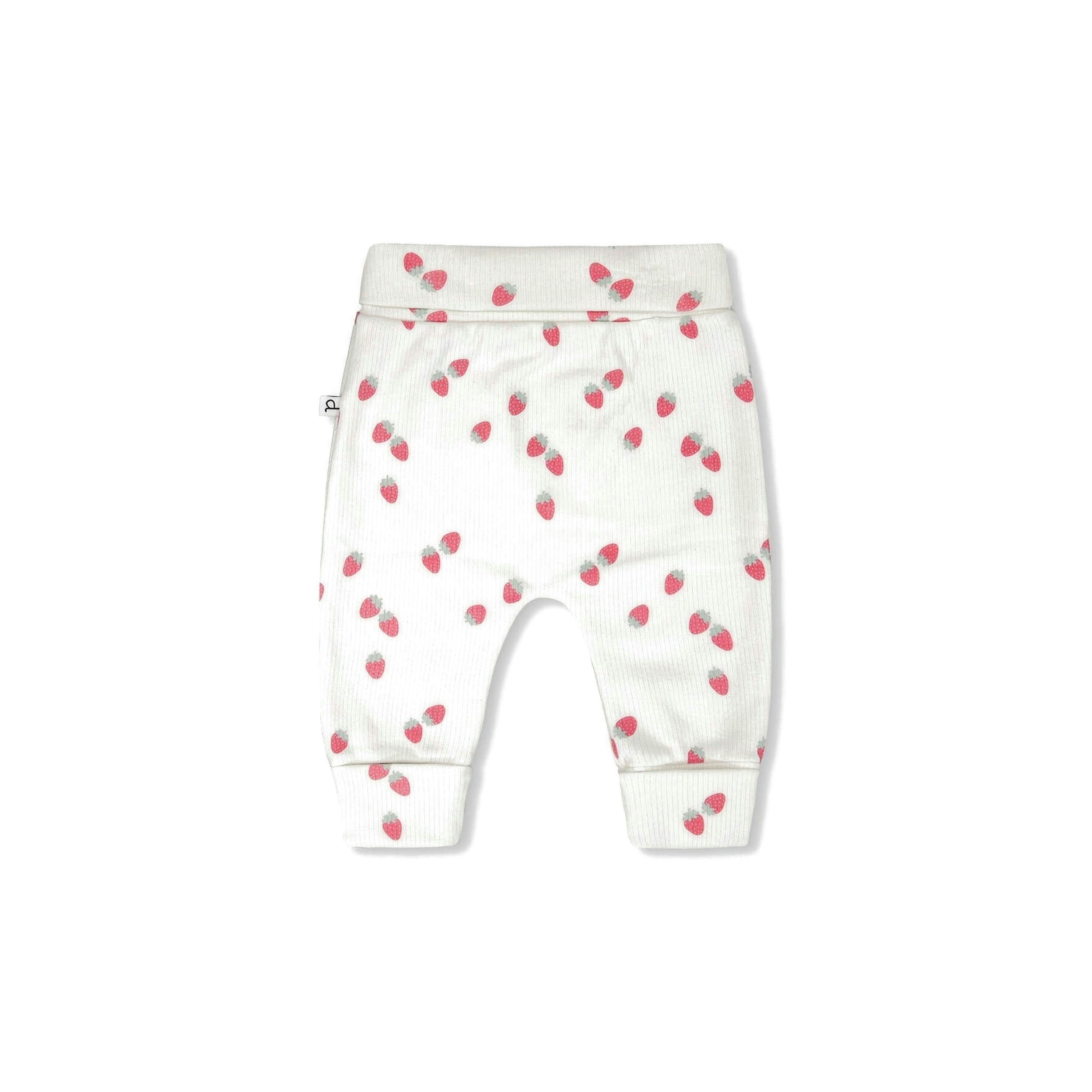 Cotton Jersey Evolutive Pants White Printed Strawberries , view 2 of 3