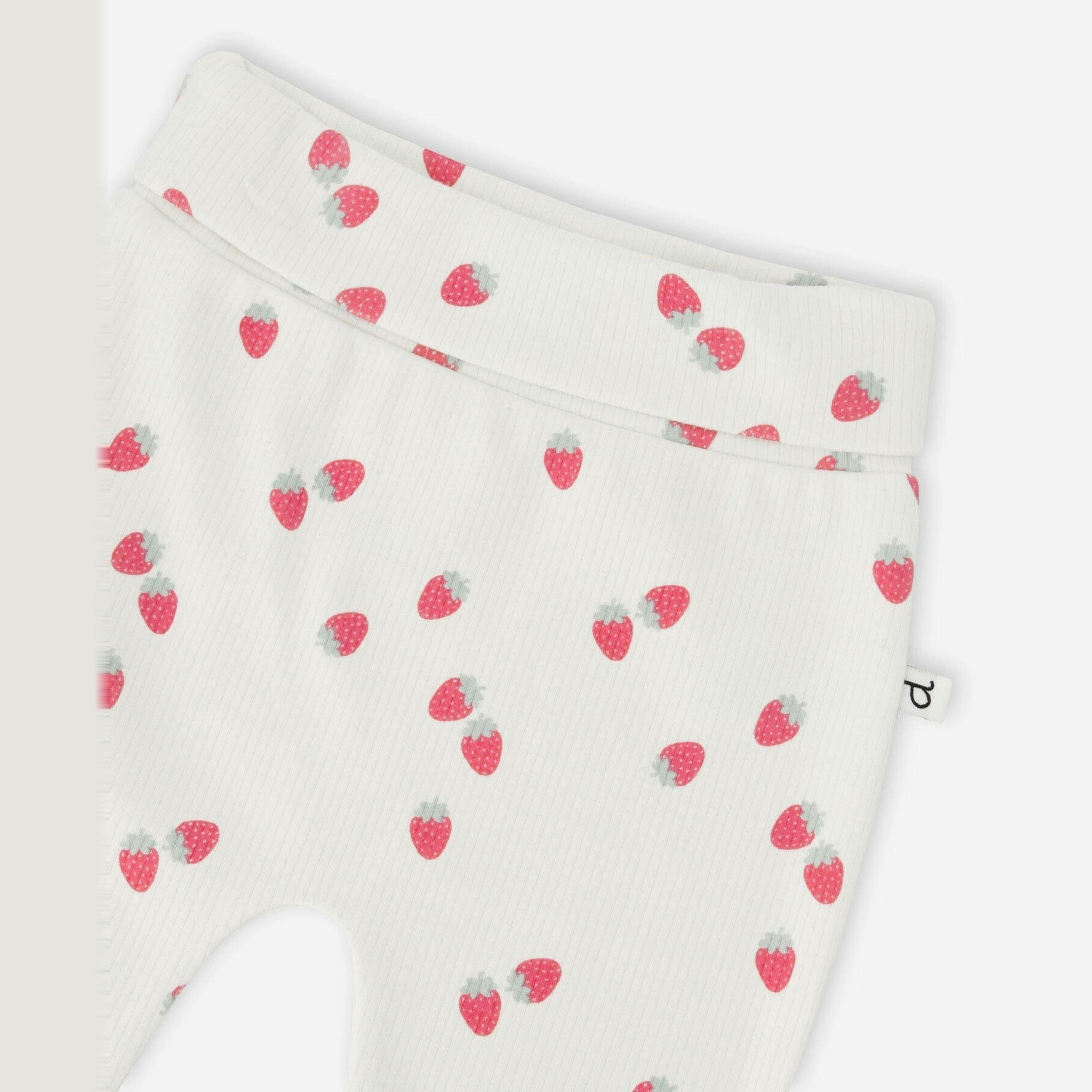 Cotton Jersey Evolutive Pants White Printed Strawberries , view 3 of 3