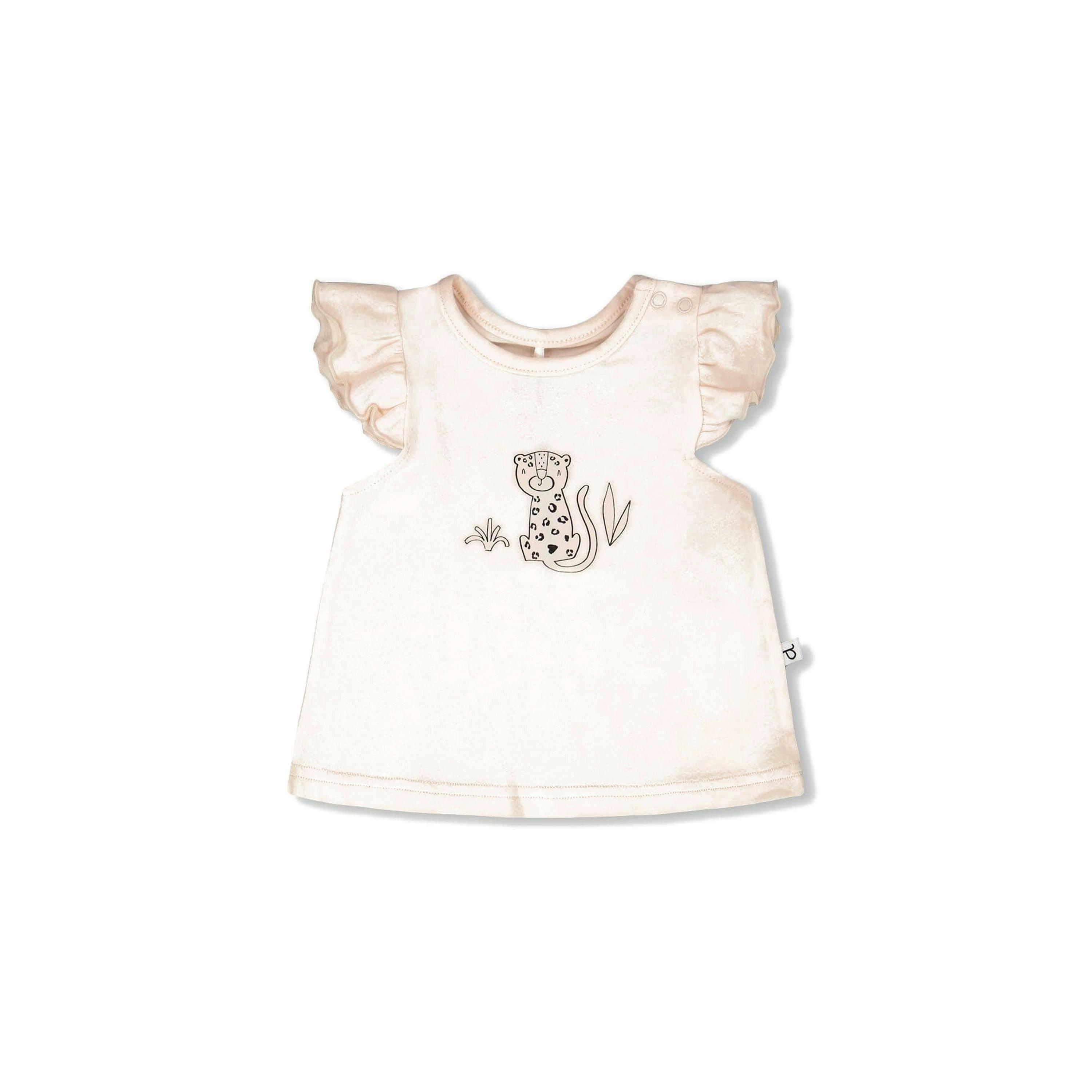 Organic Cotton Jersey Top And Short Set Peach And Peach Animal Print , view 2 of 4