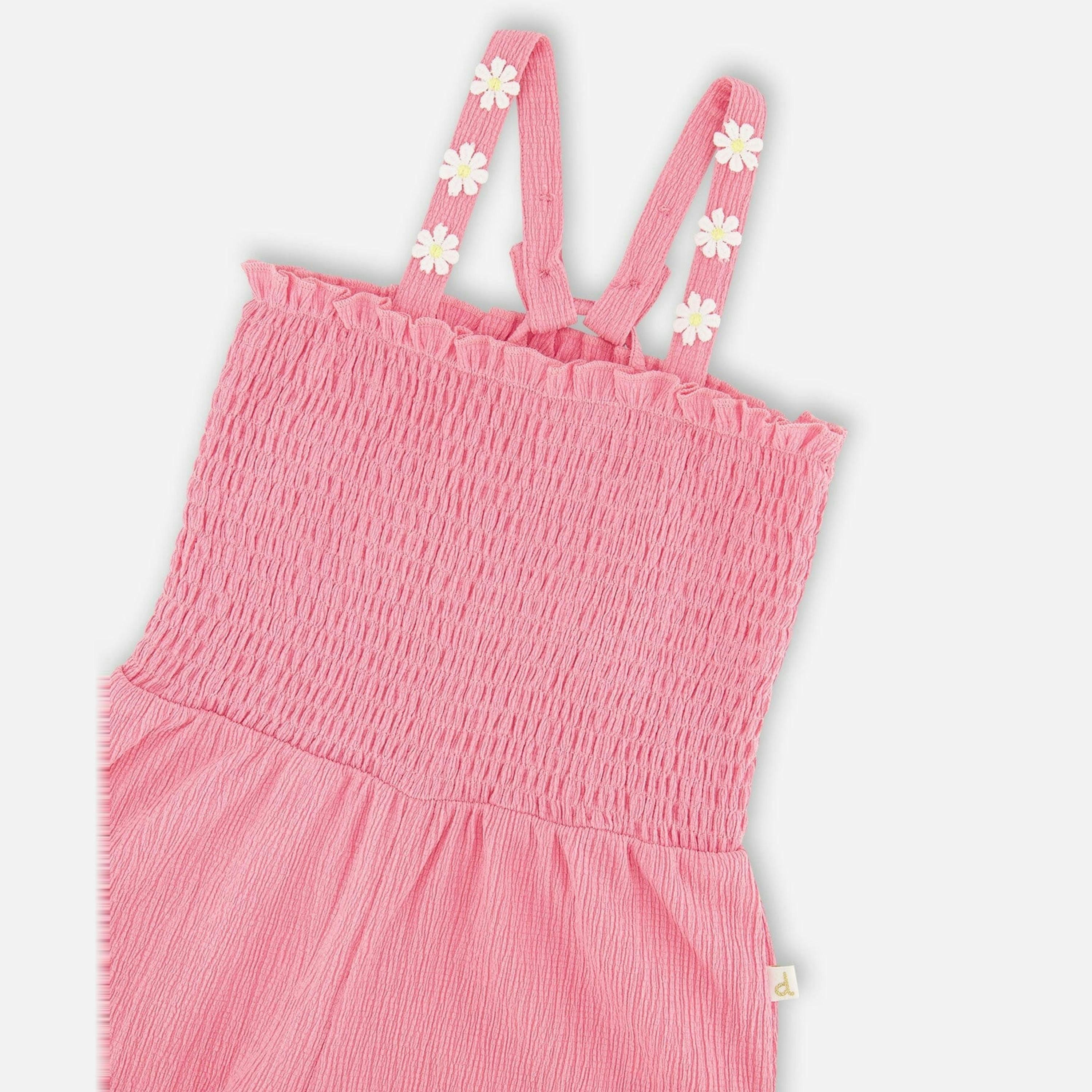 Crinkle Jersey Jumpsuit With Smocking Pink , view 3 of 3