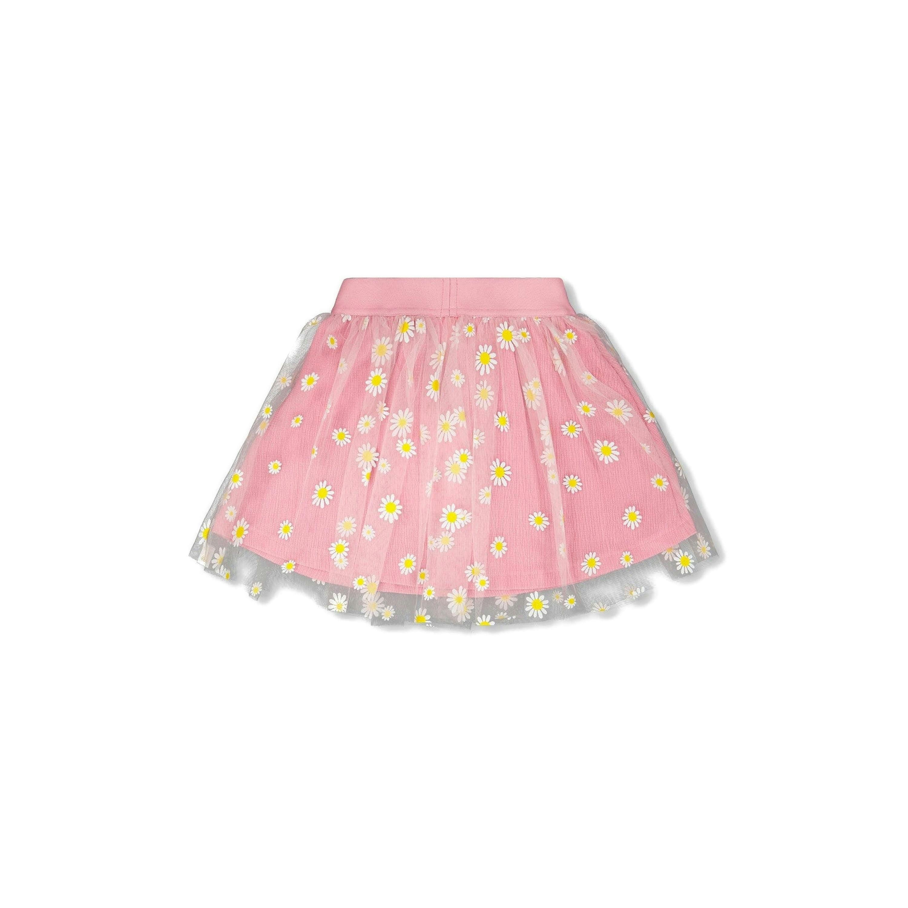 Mesh And Crinkle Jersey Skirt Pink , view 3 of 4