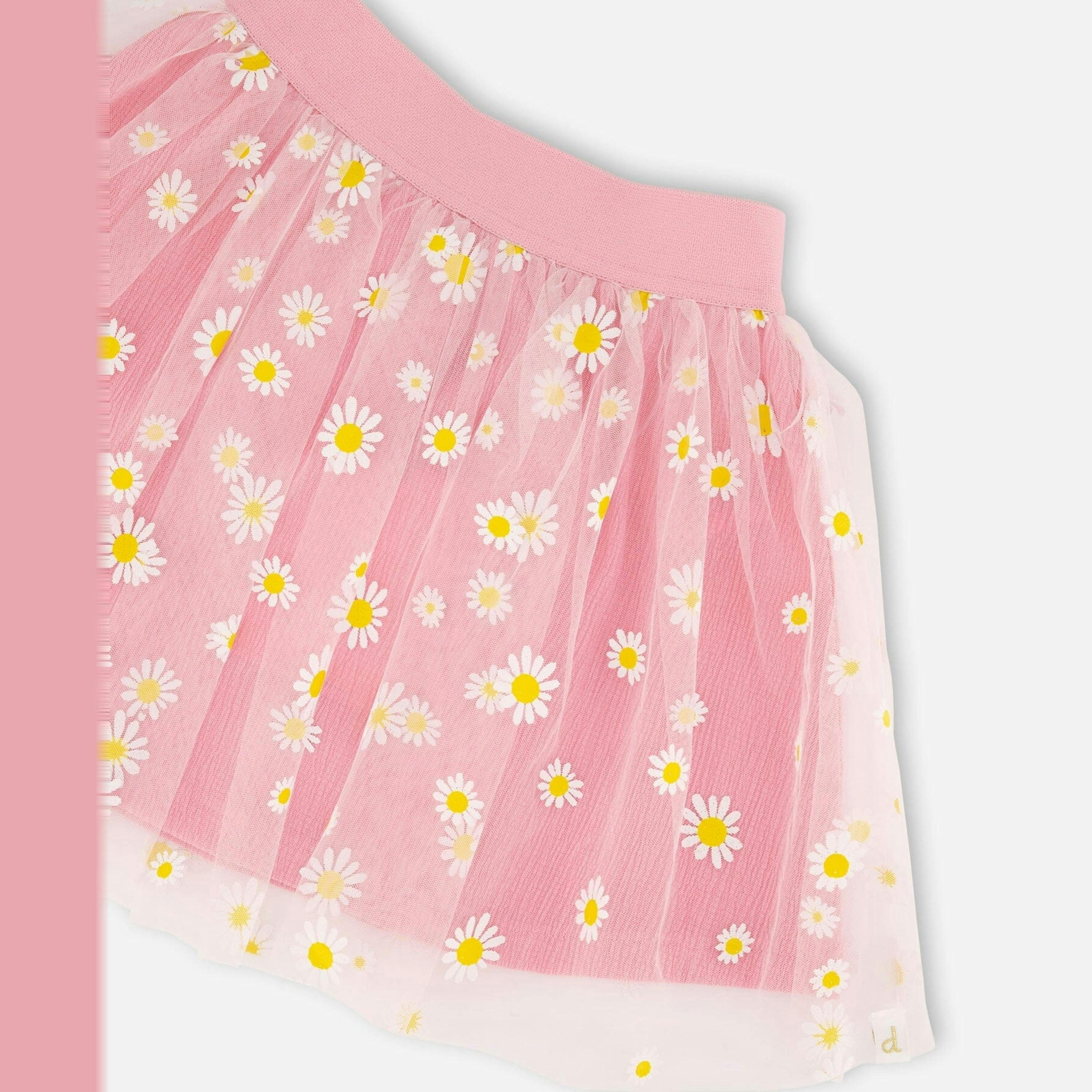 Mesh And Crinkle Jersey Skirt Pink , view 4 of 4