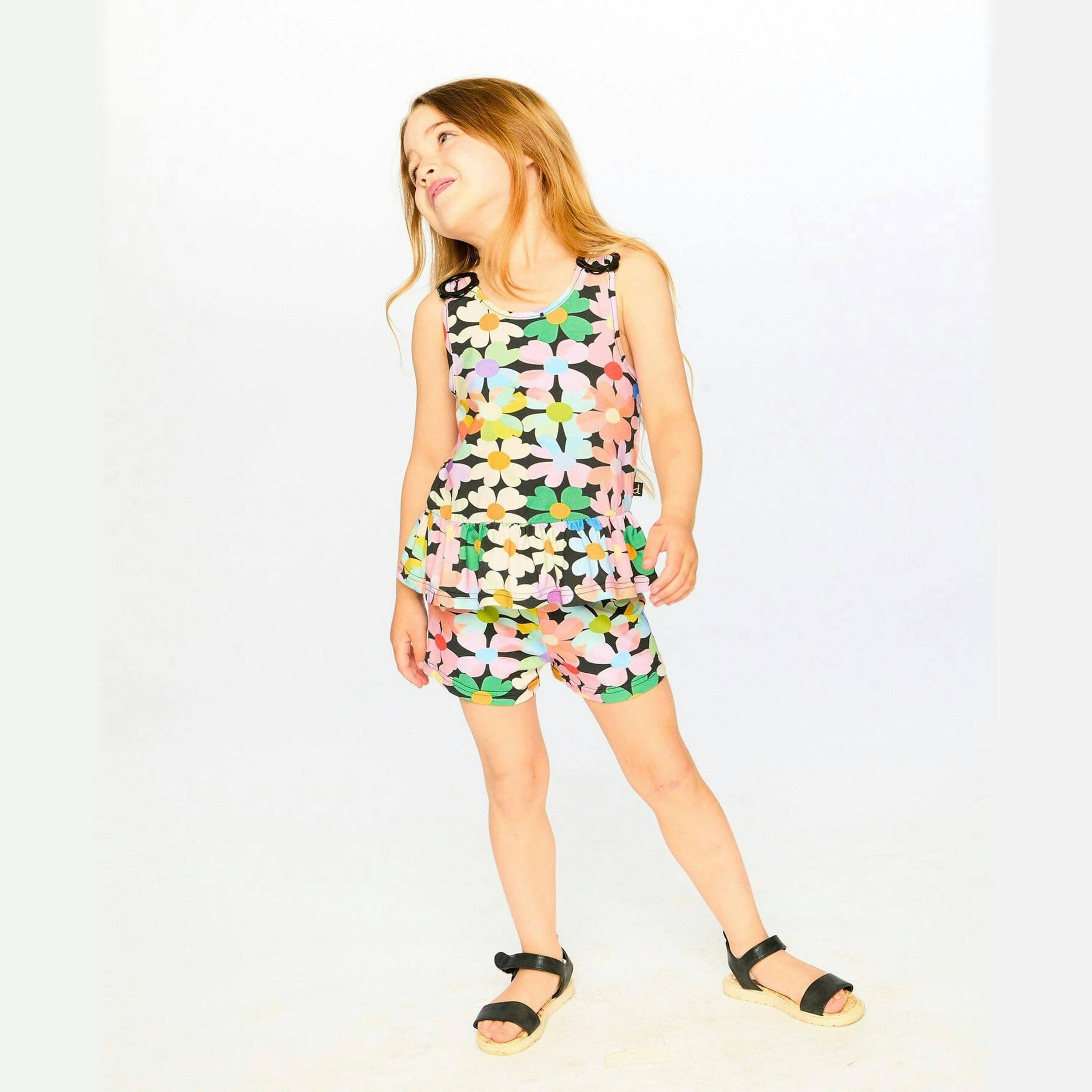 Jersey Shorts Black Printed Flowers , view 2 of 4