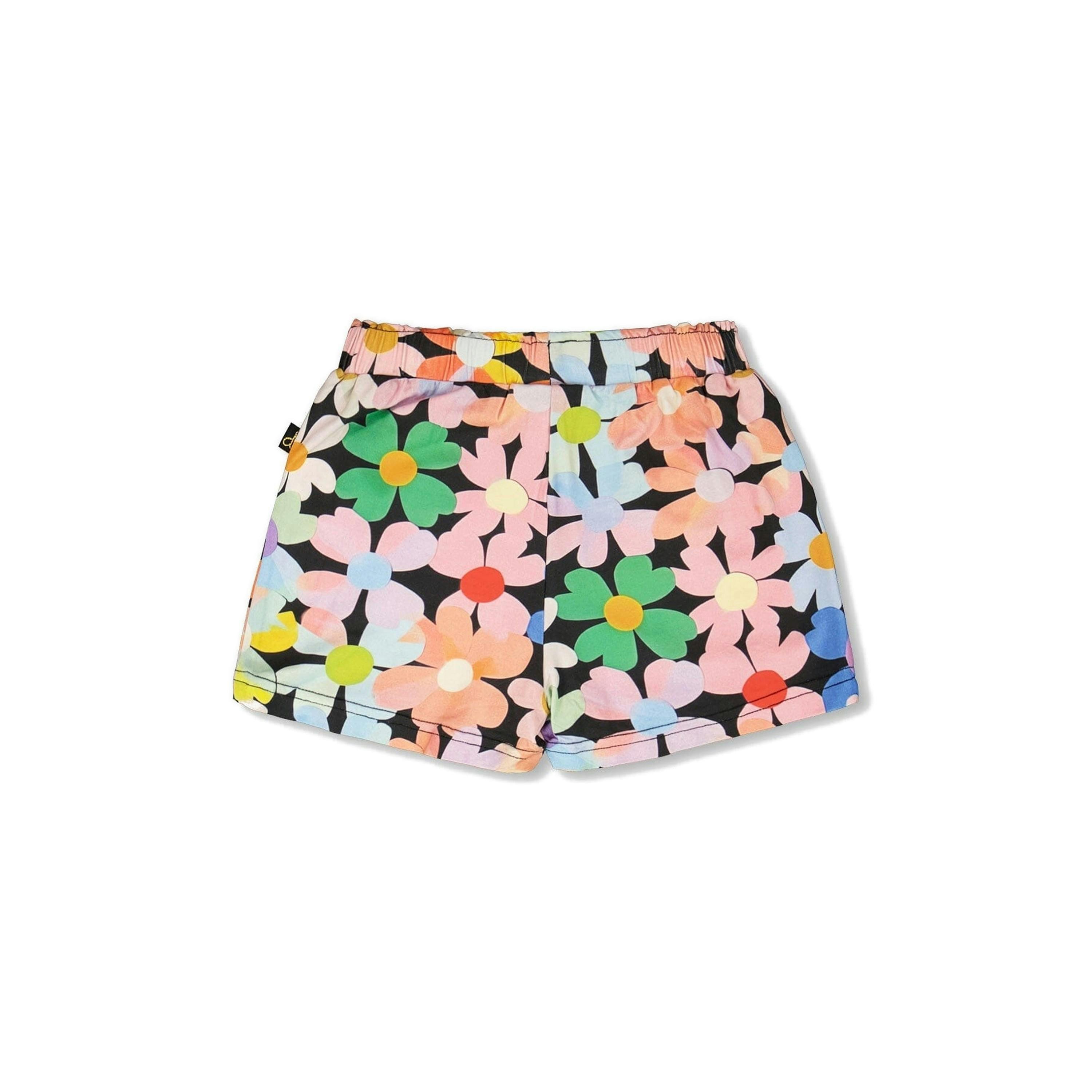 Jersey Shorts Black Printed Flowers , view 3 of 4
