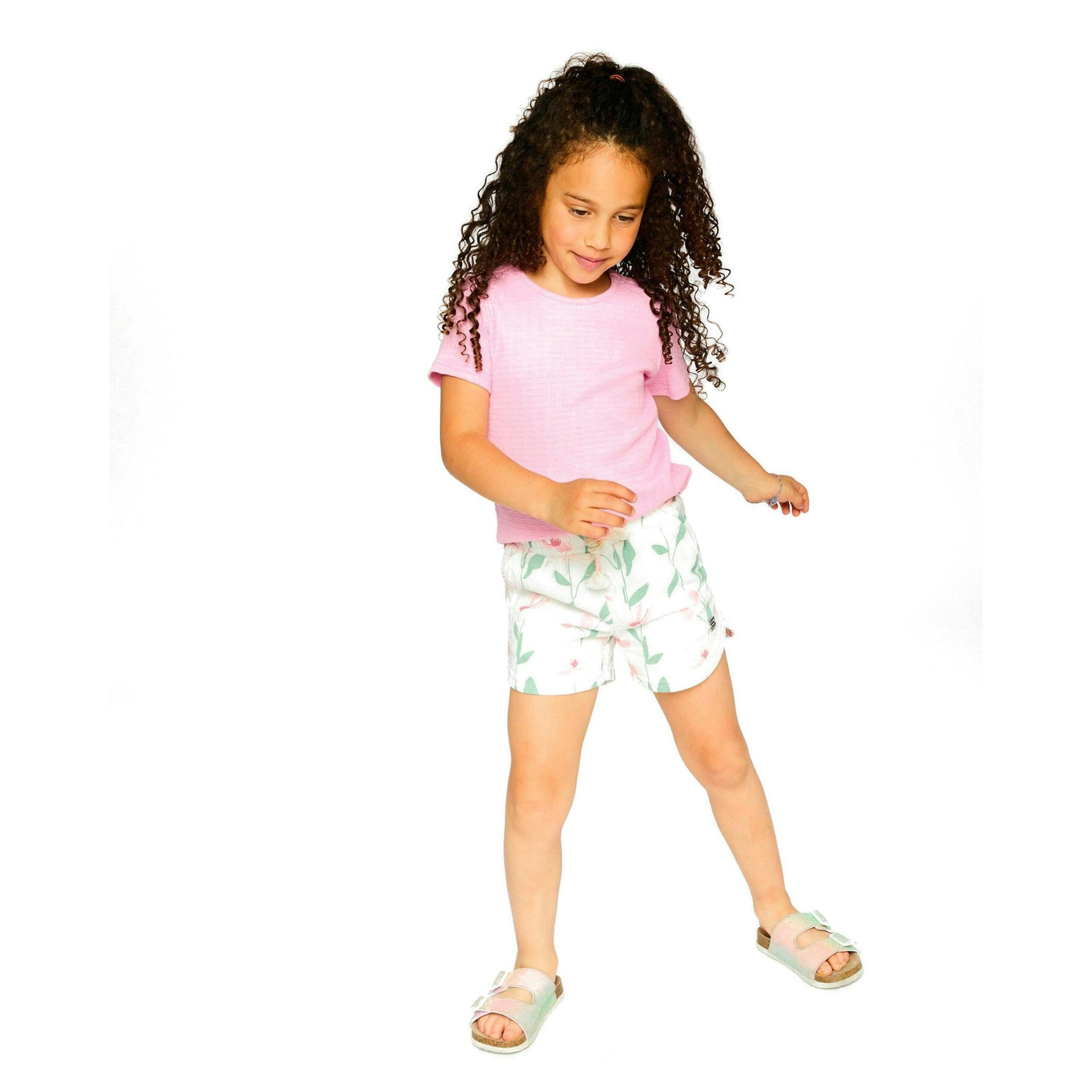 French Terry Shorts Off White Printed Flowers , view 3 of 4