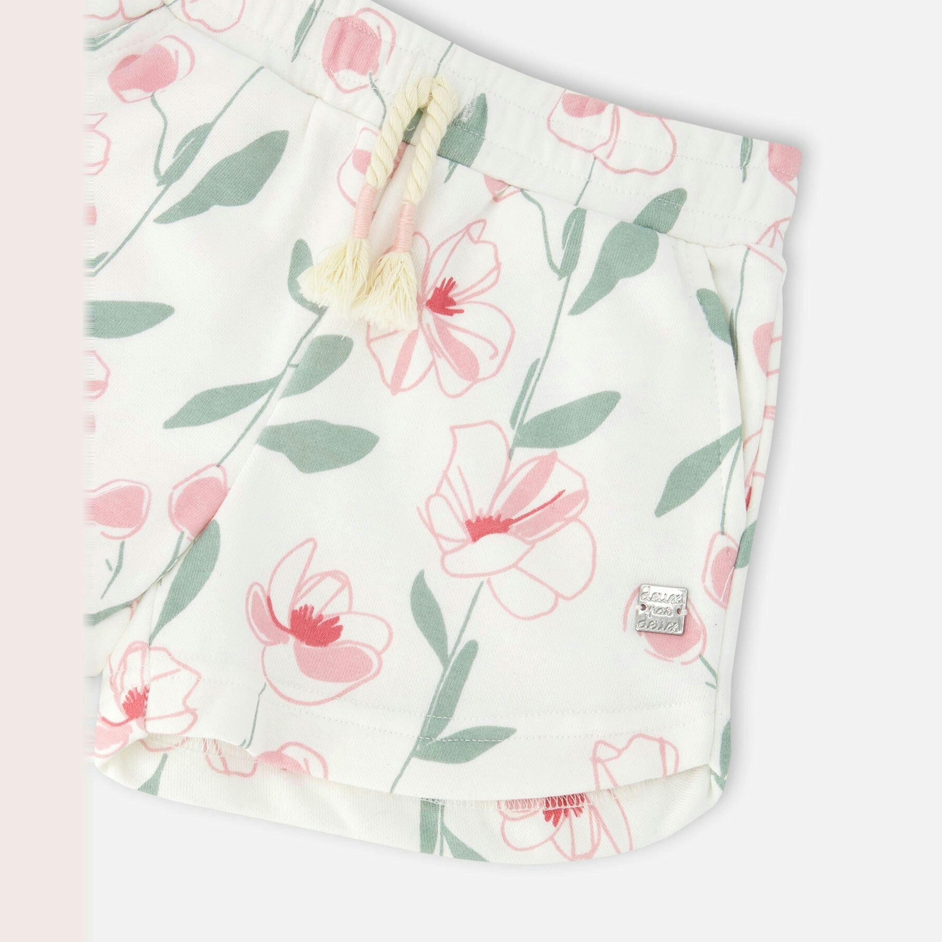 French Terry Shorts Off White Printed Flowers , view 4 of 4