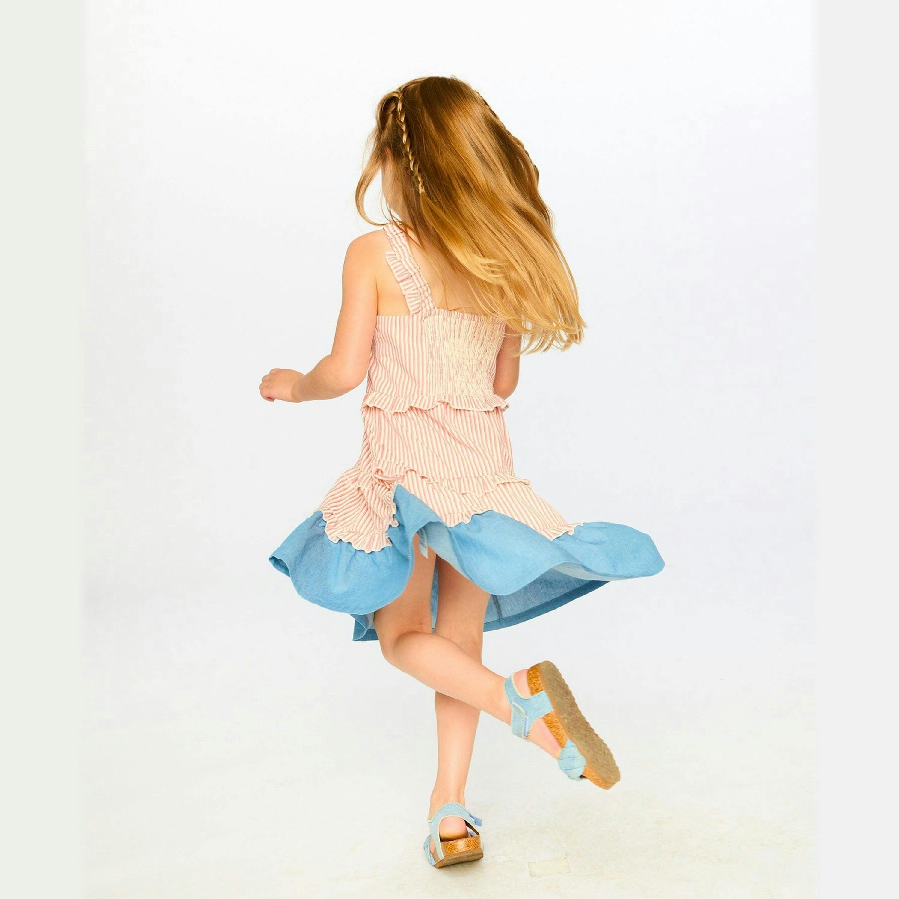 Poplin And Chambray Dress Off White And Pink Stripes , view 2 of 4