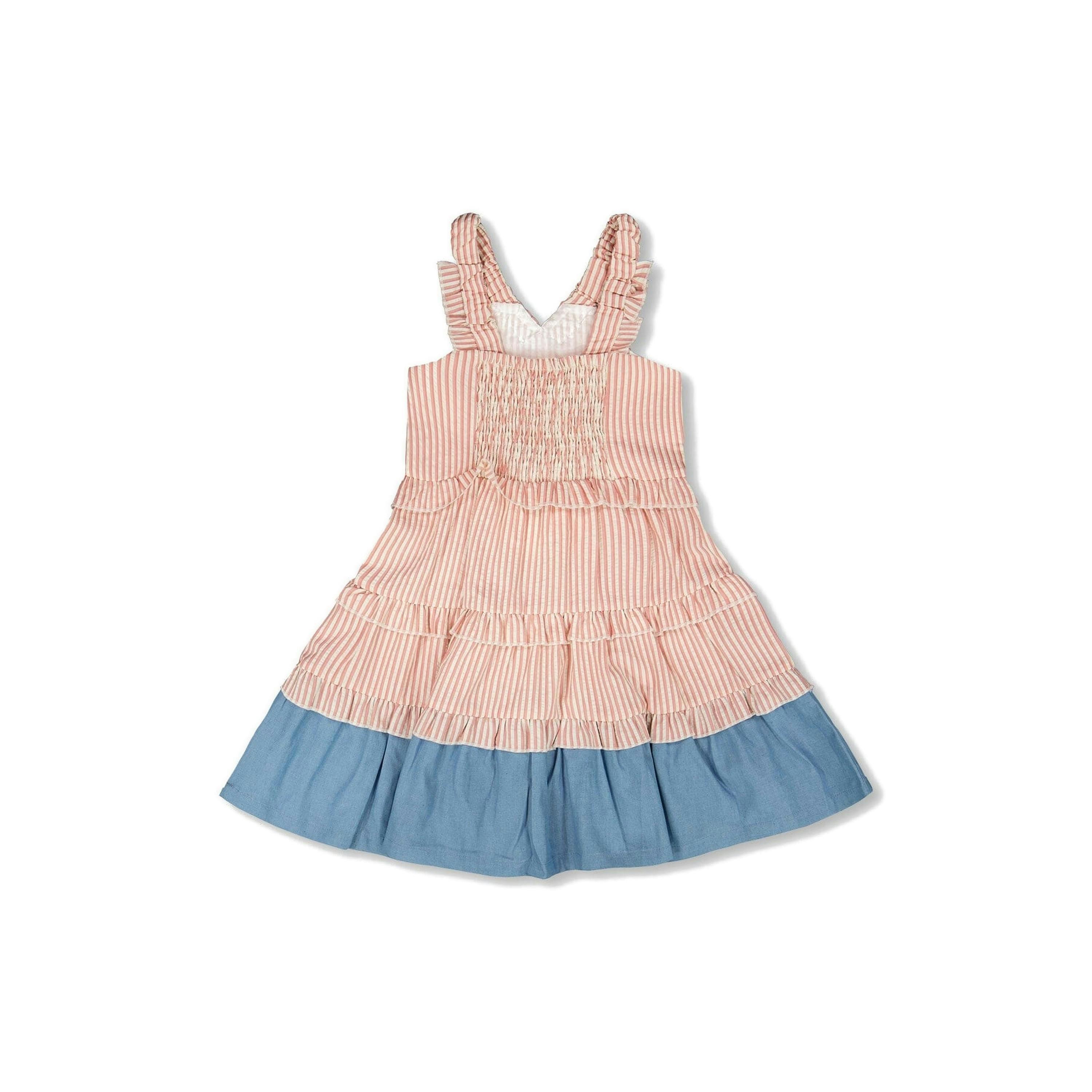 Poplin And Chambray Dress Off White And Pink Stripes , view 3 of 4