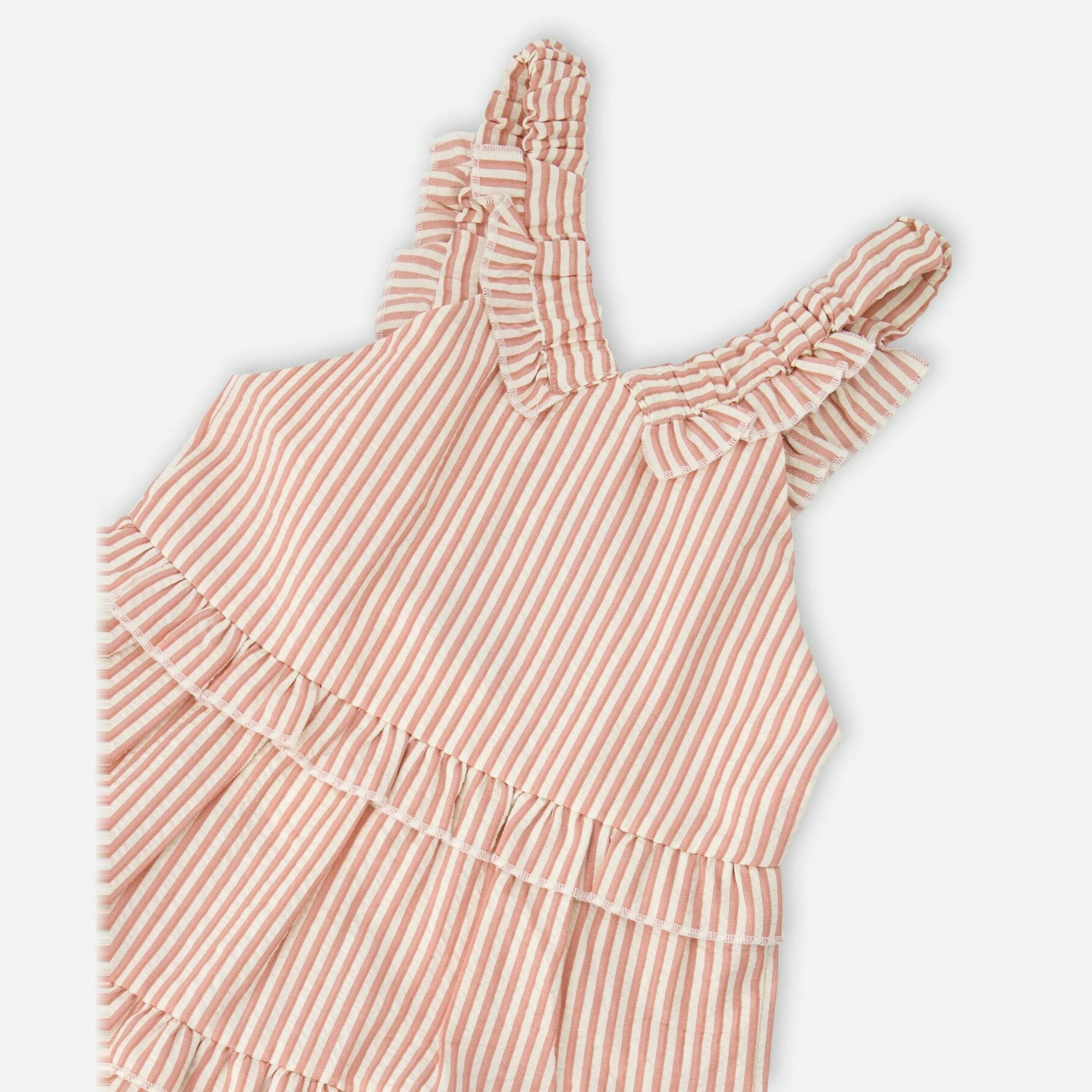 Poplin And Chambray Dress Off White And Pink Stripes , view 4 of 4