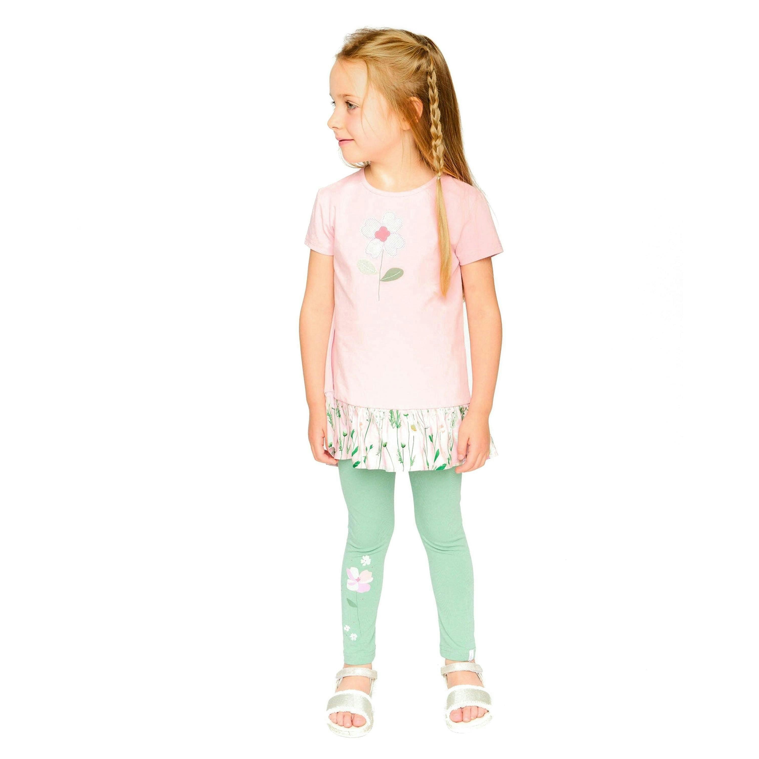 Organic Cotton Bi-Material Tunic With Ruffle Dusty Pink , view 2 of 3