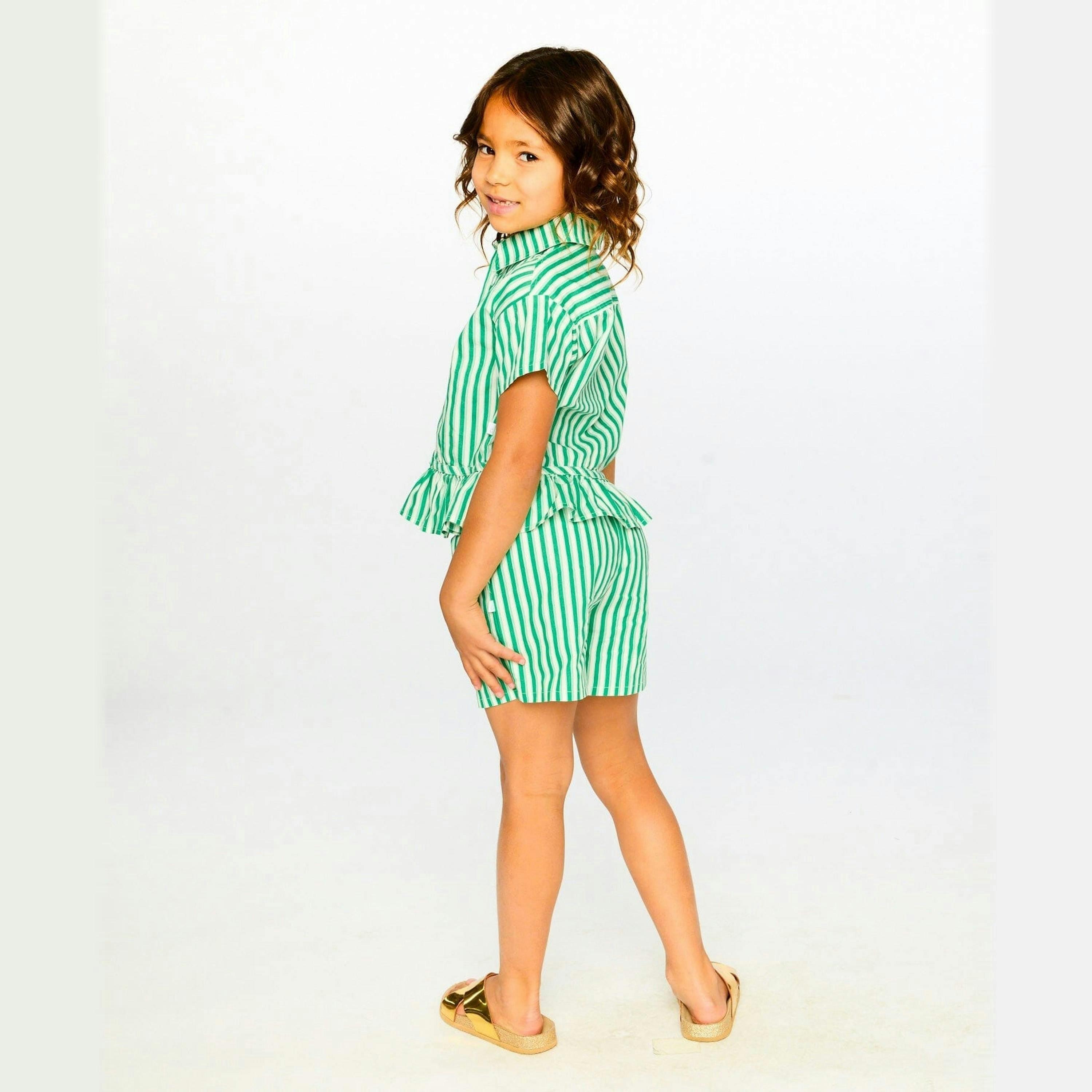 Striped Shorts Green , view 2 of 3