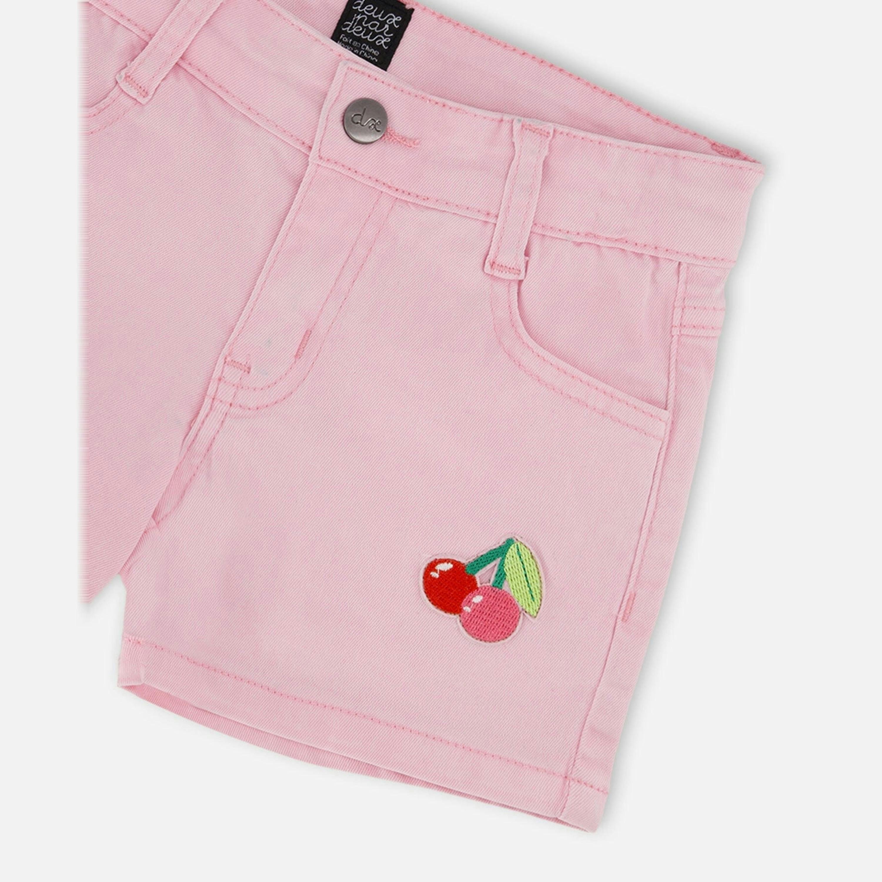 Pink Denim Shorts With Embroidery , view 3 of 3