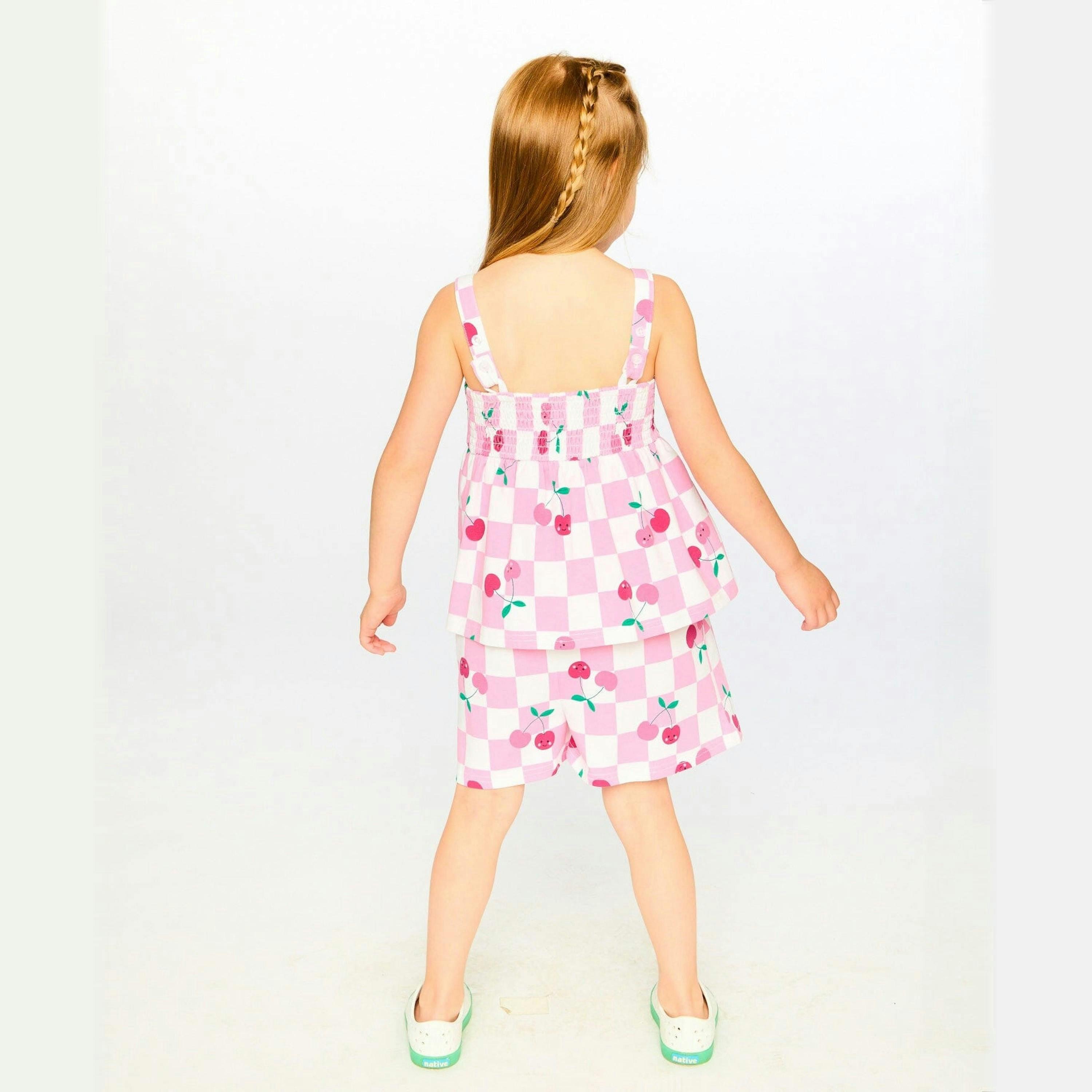 Organic Cotton Jersey Romper Pink Printed Cherries , view 2 of 4