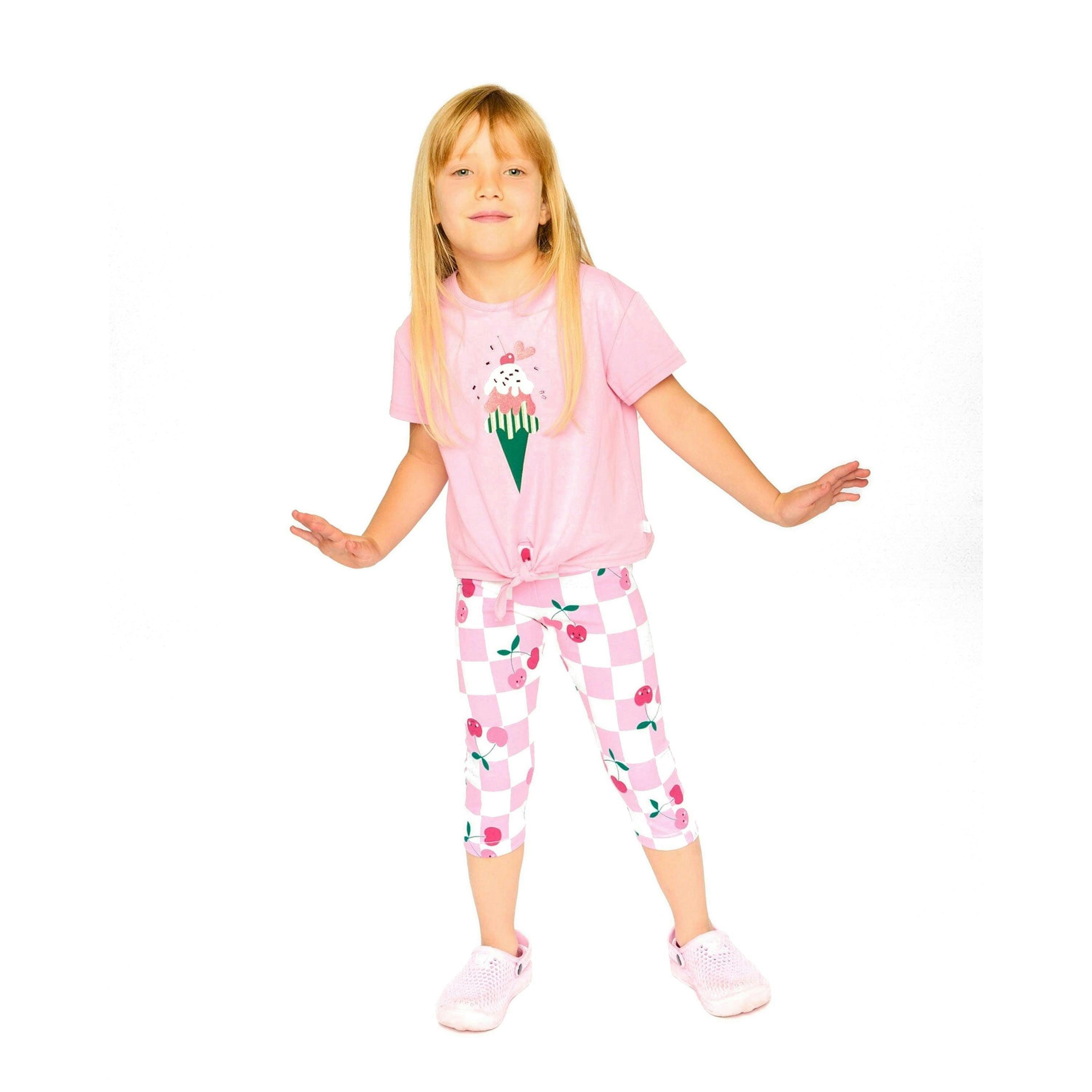 Organic Cotton Jersey T-Shirt With Tie At Waist Pink , view 2 of 3