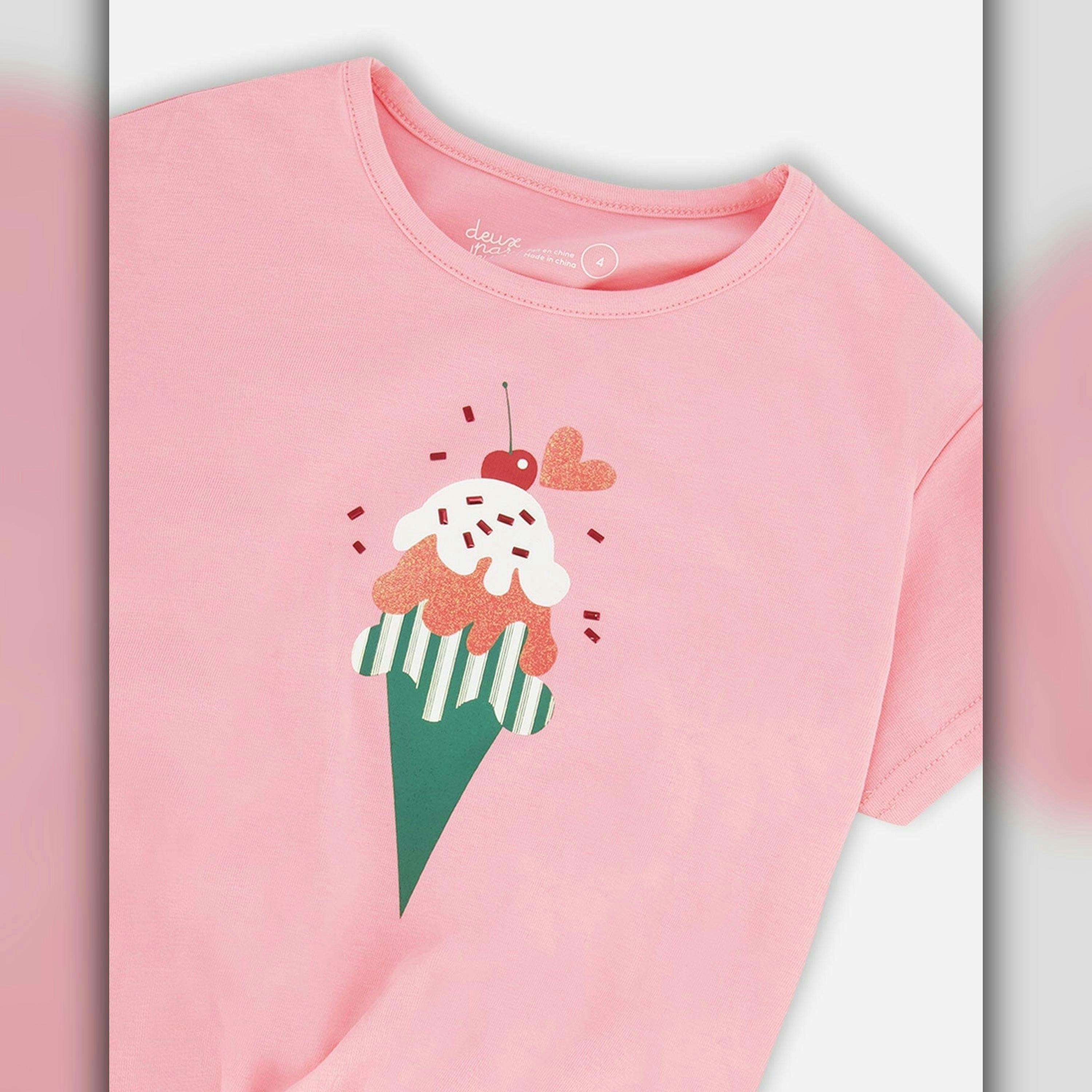 Organic Cotton Jersey T-Shirt With Tie At Waist Pink , view 3 of 3