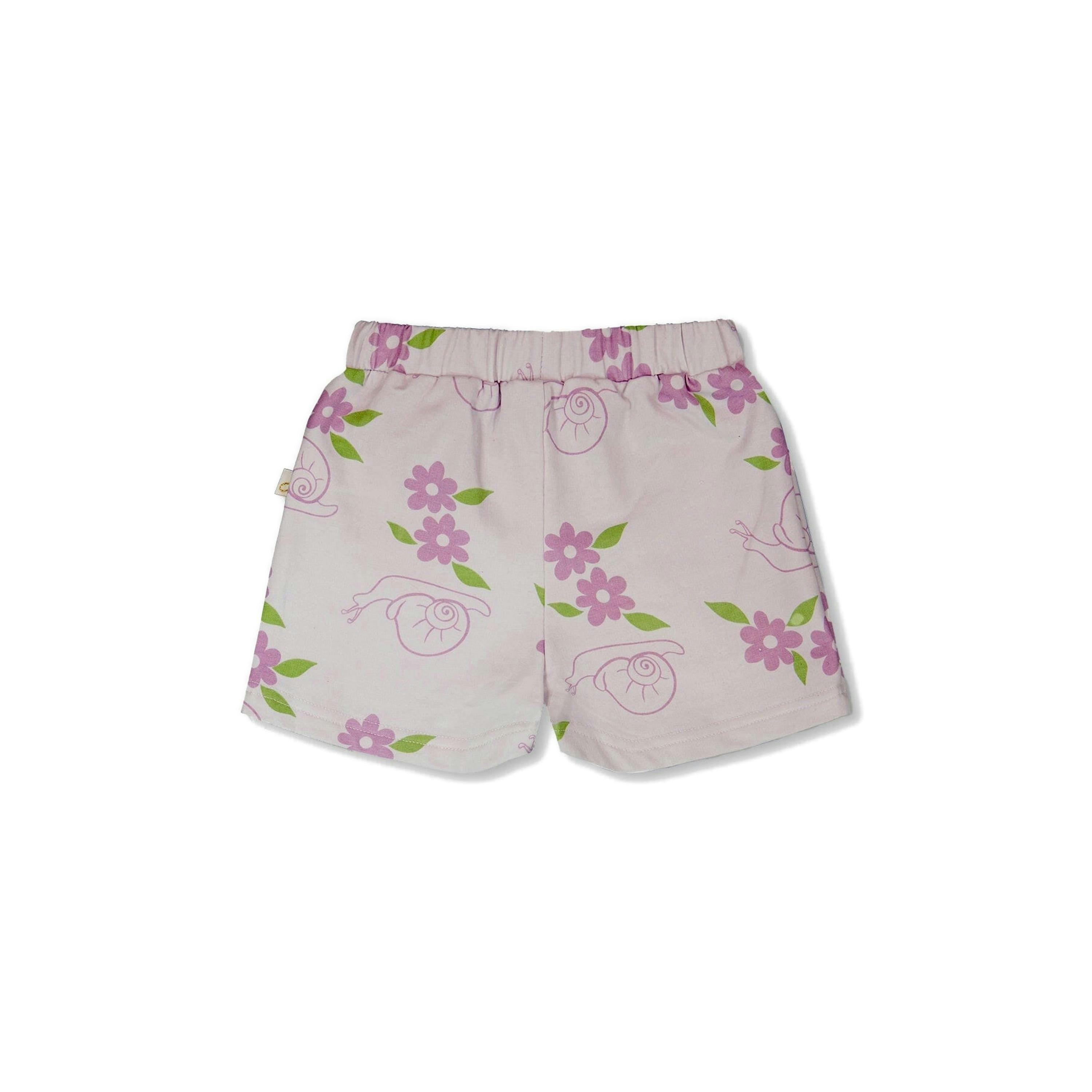 French Terry Shorts Lilac Snails Print , view 4 of 5