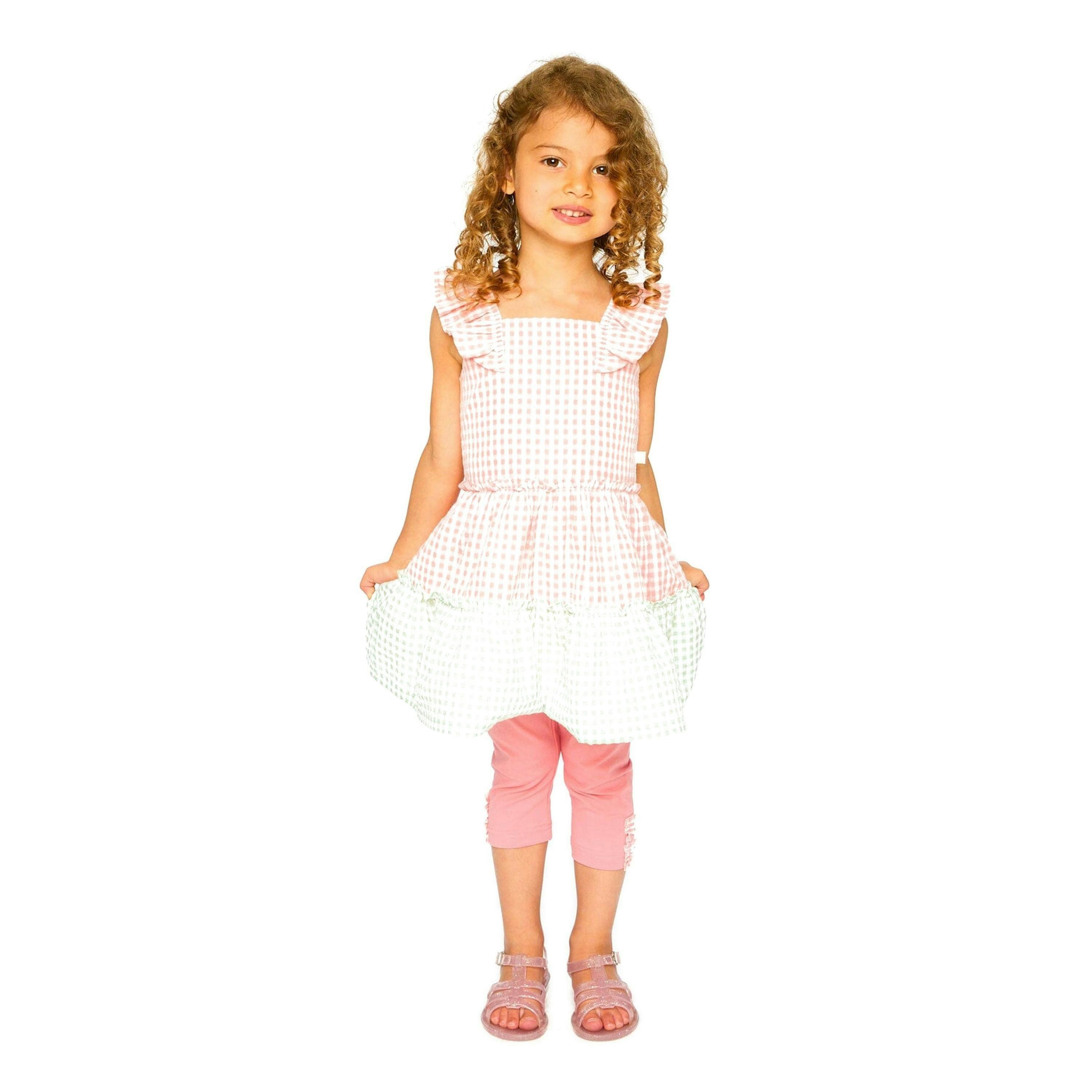 Tunic and Organic Cotton Capri Set Coral Gingham and Coral , view 3 of 5