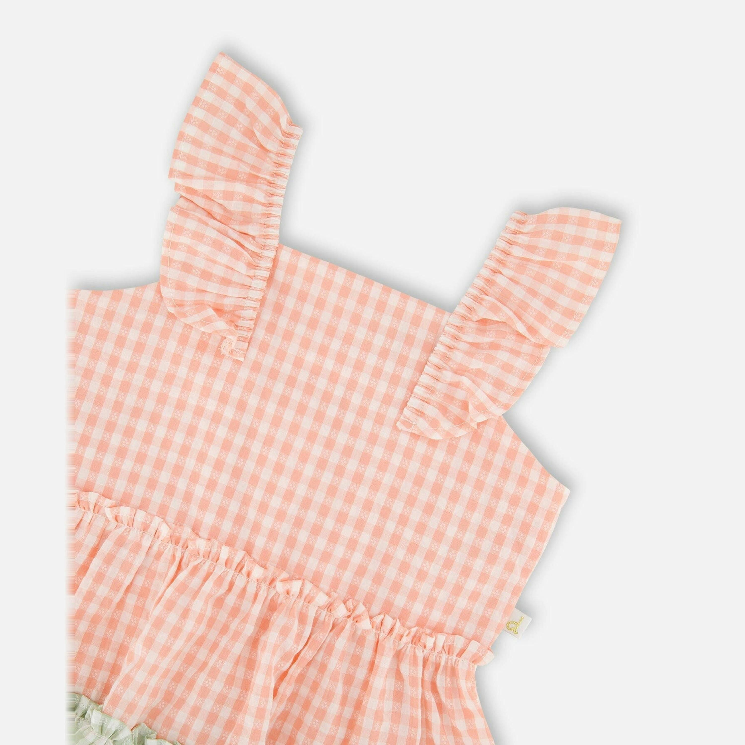 Tunic and Organic Cotton Capri Set Coral Gingham and Coral , view 4 of 5