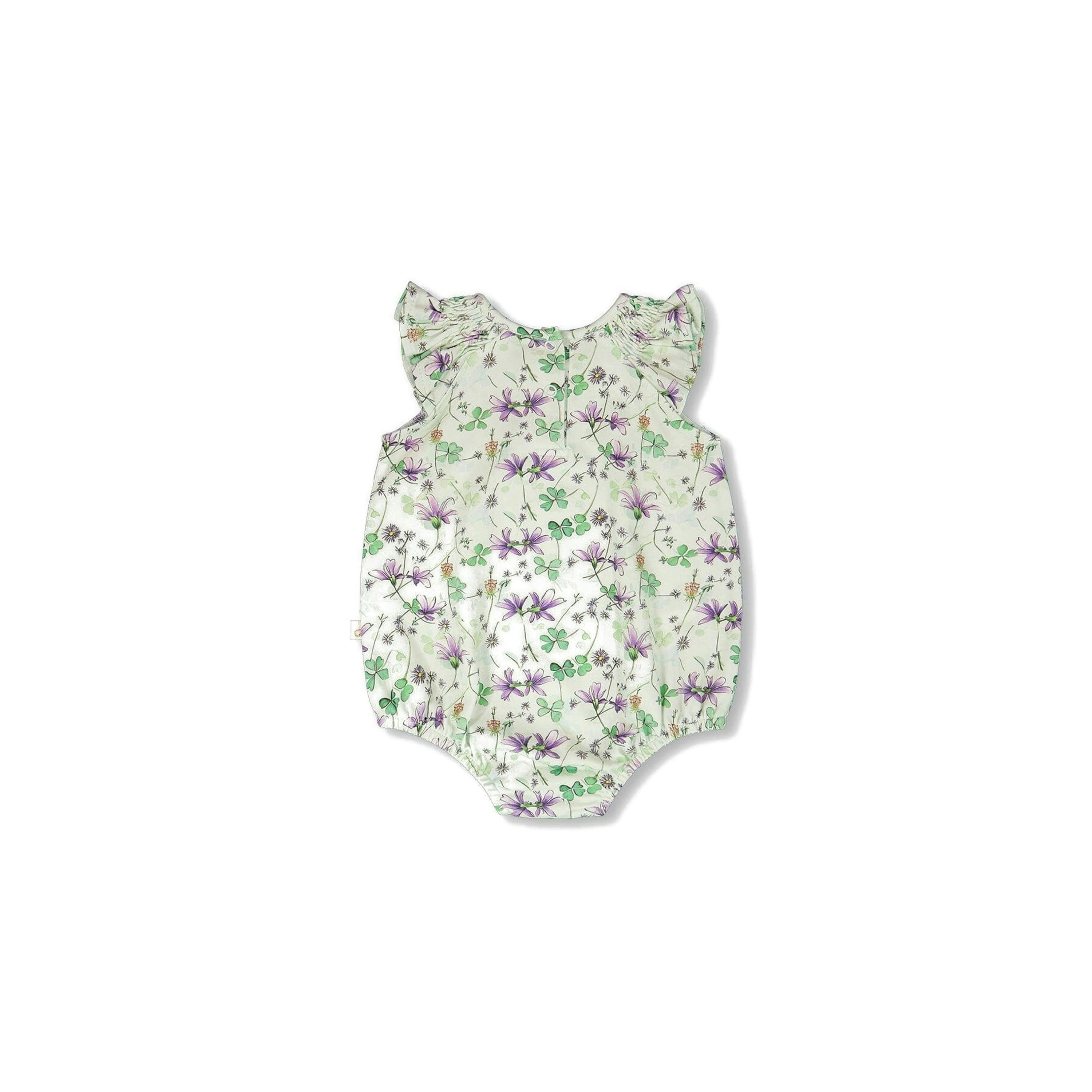 Jersey Romper Green Printed Flowers , view 2 of 3