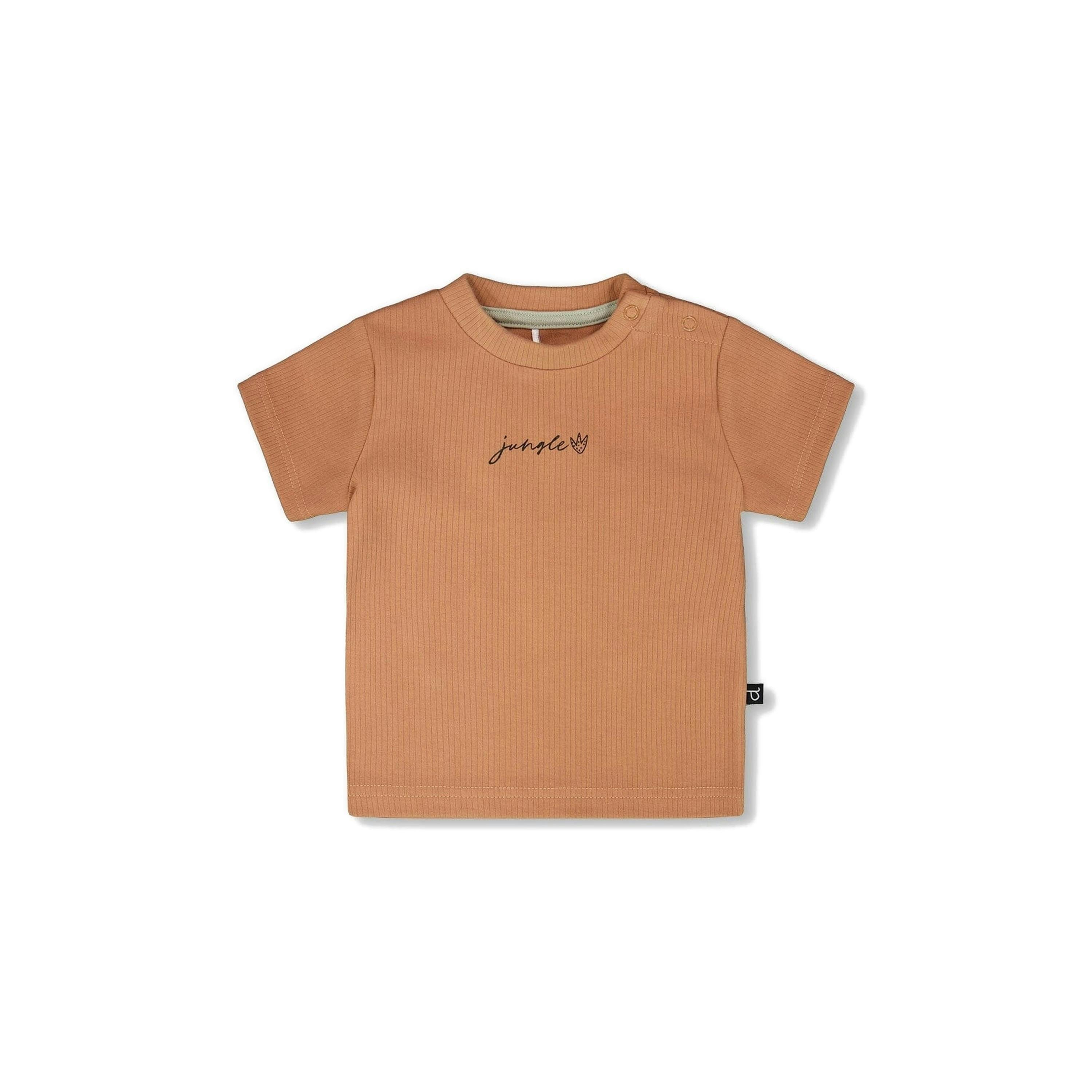 Cotton Rib Jersey T-Shirt And Organic Cotton Jersey Short Set Caramel And Beige Zebra Print , view 3 of 5