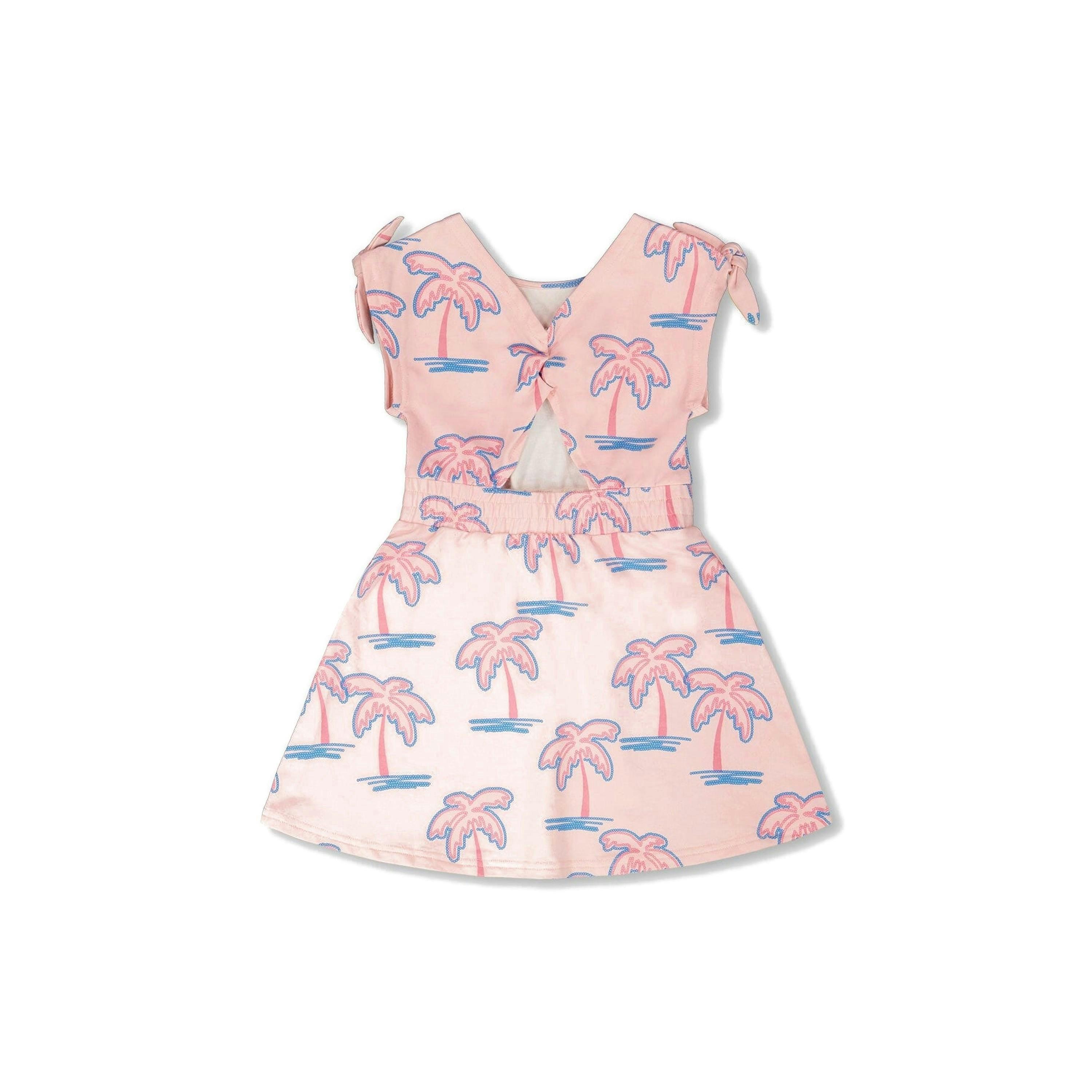 French Terry Dress Light Pink Palm Print , view 3 of 4