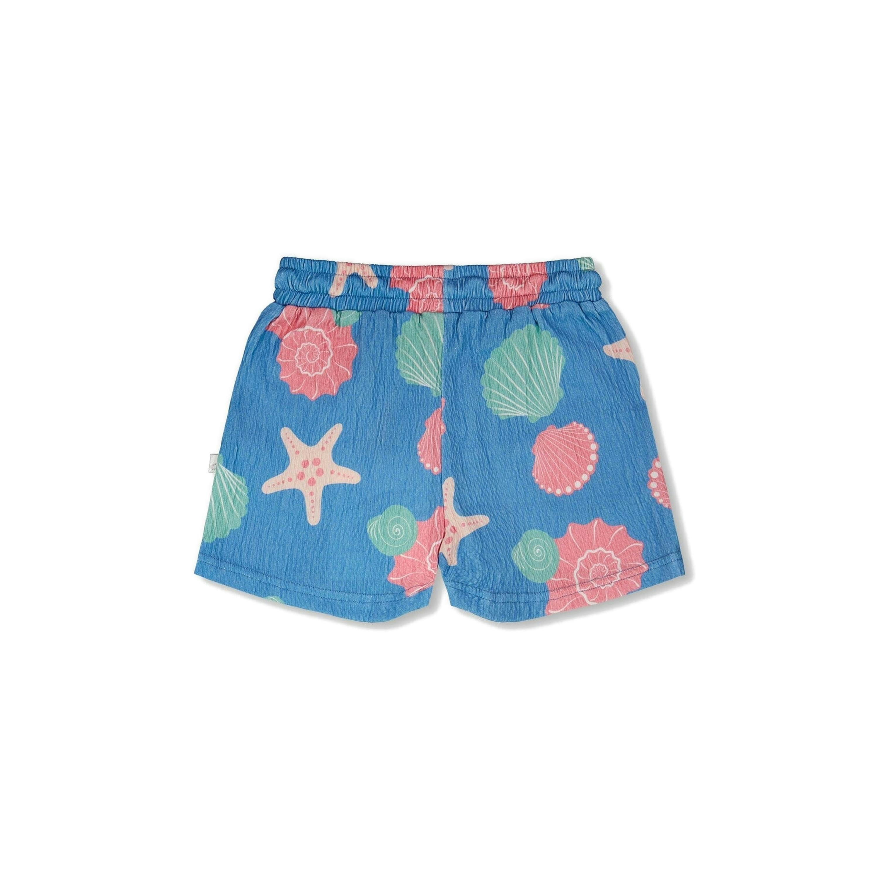 Crinkle Jersey Shorts Blue Shell Print , view 3 of 4