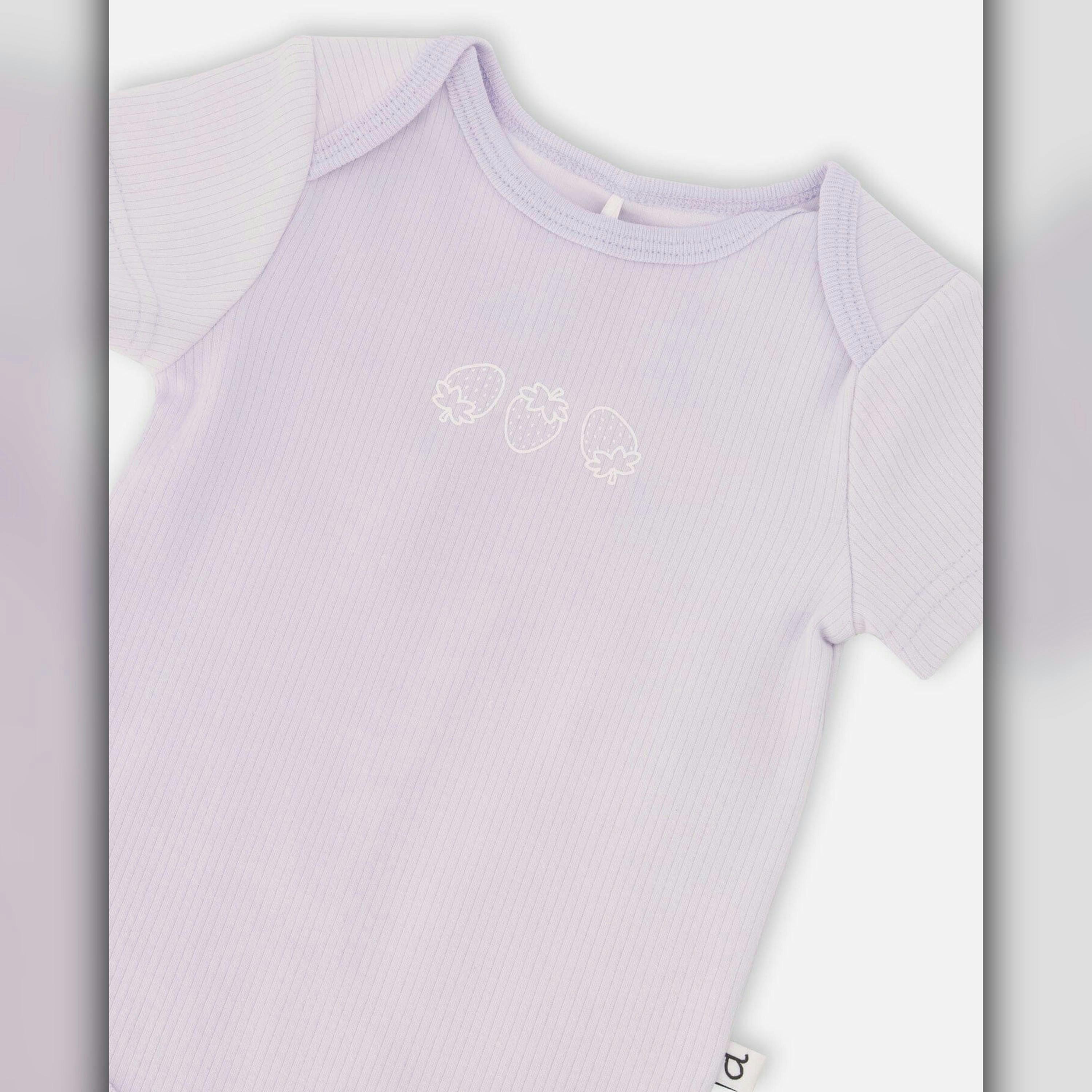 Evolutive Cotton Rib Jersey Onesie Lilac , view 3 of 3