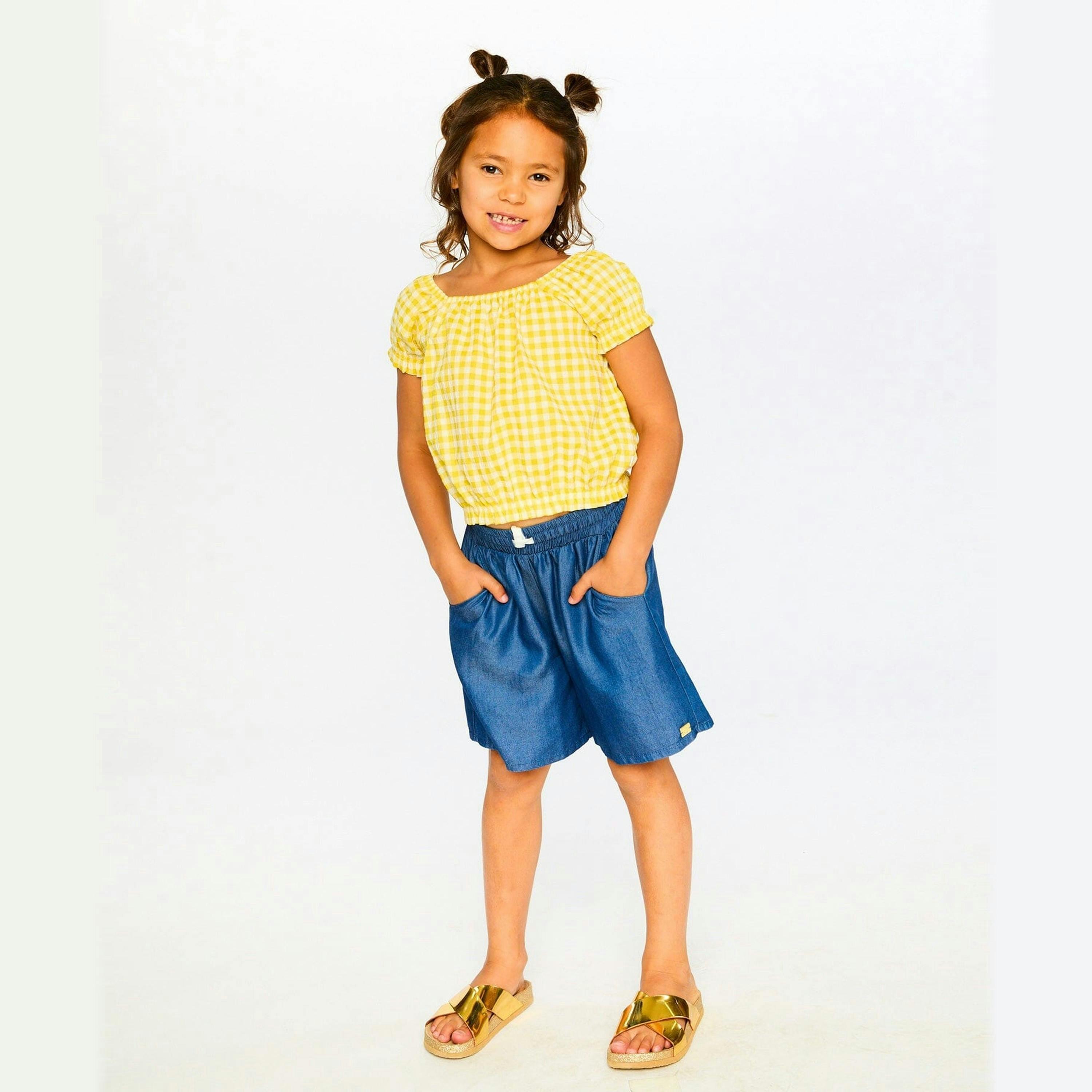 Peasant Top Yellow Gingham , view 2 of 4