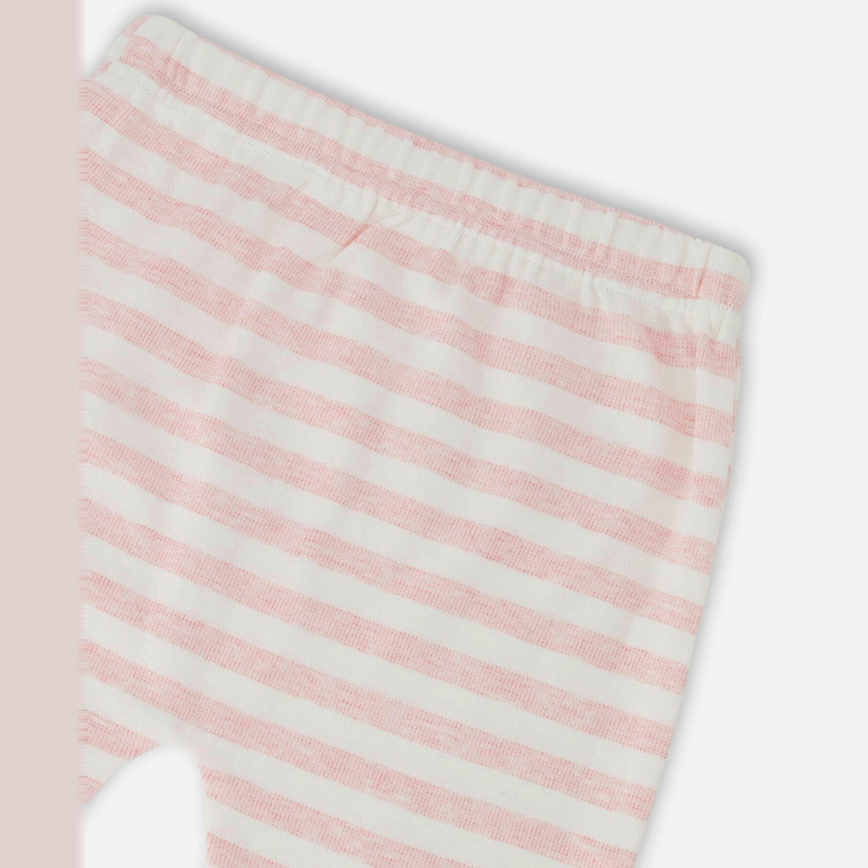 Cotton Jersey Top and Pants Set White and Pink Stripes , view 4 of 4