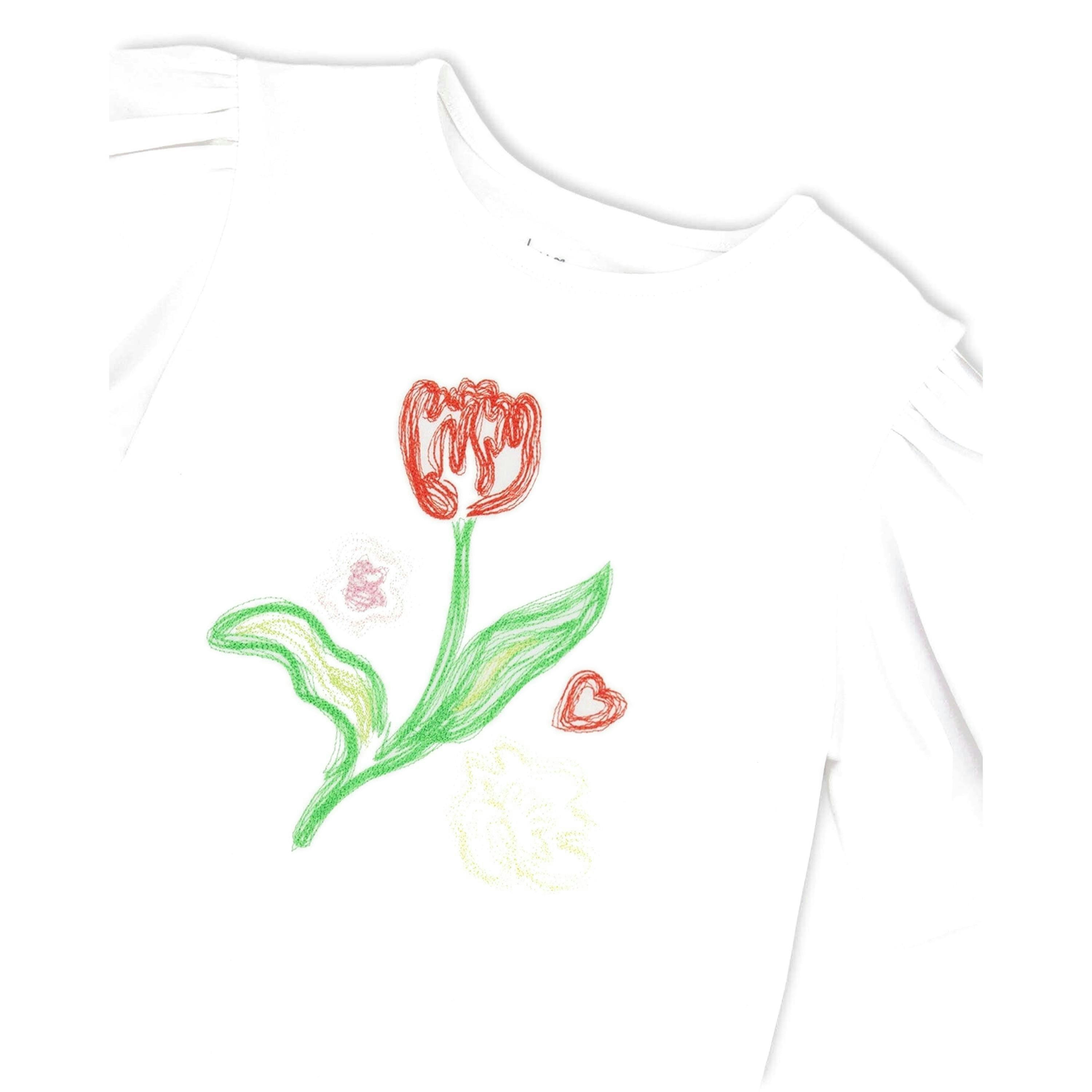 Organic Cotton Jersey Top White with Embroidery , view 4 of 4