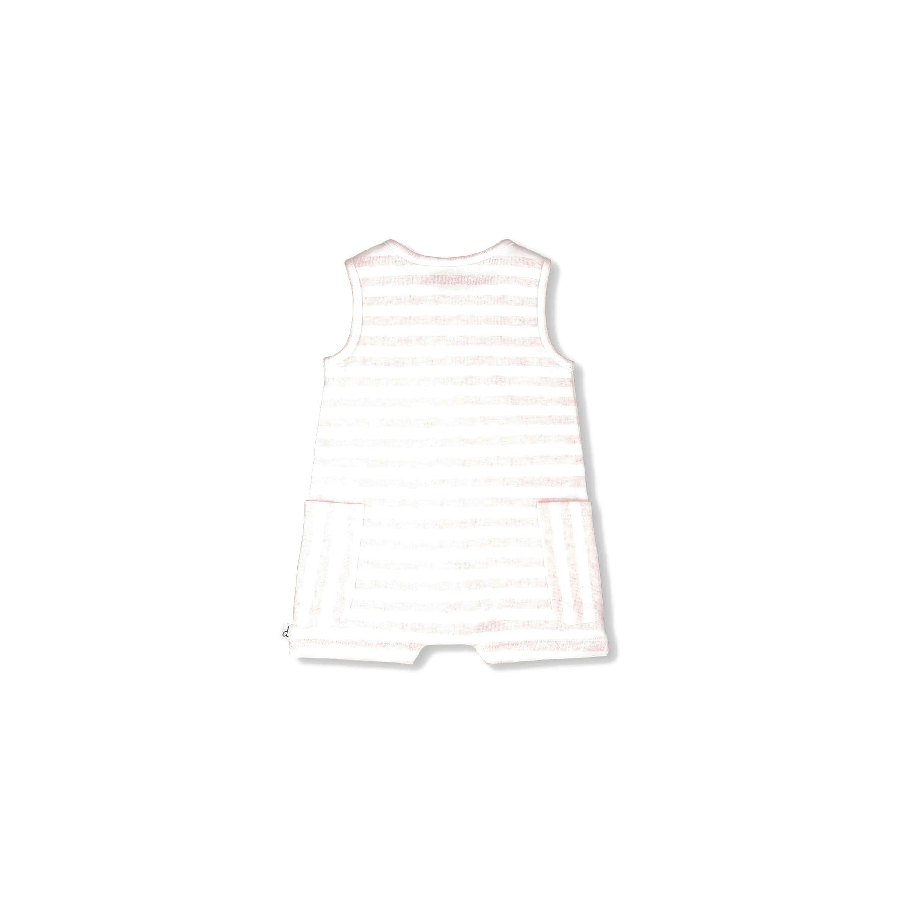 Cotton Striped Romper White and Pink Stripes , view 2 of 3